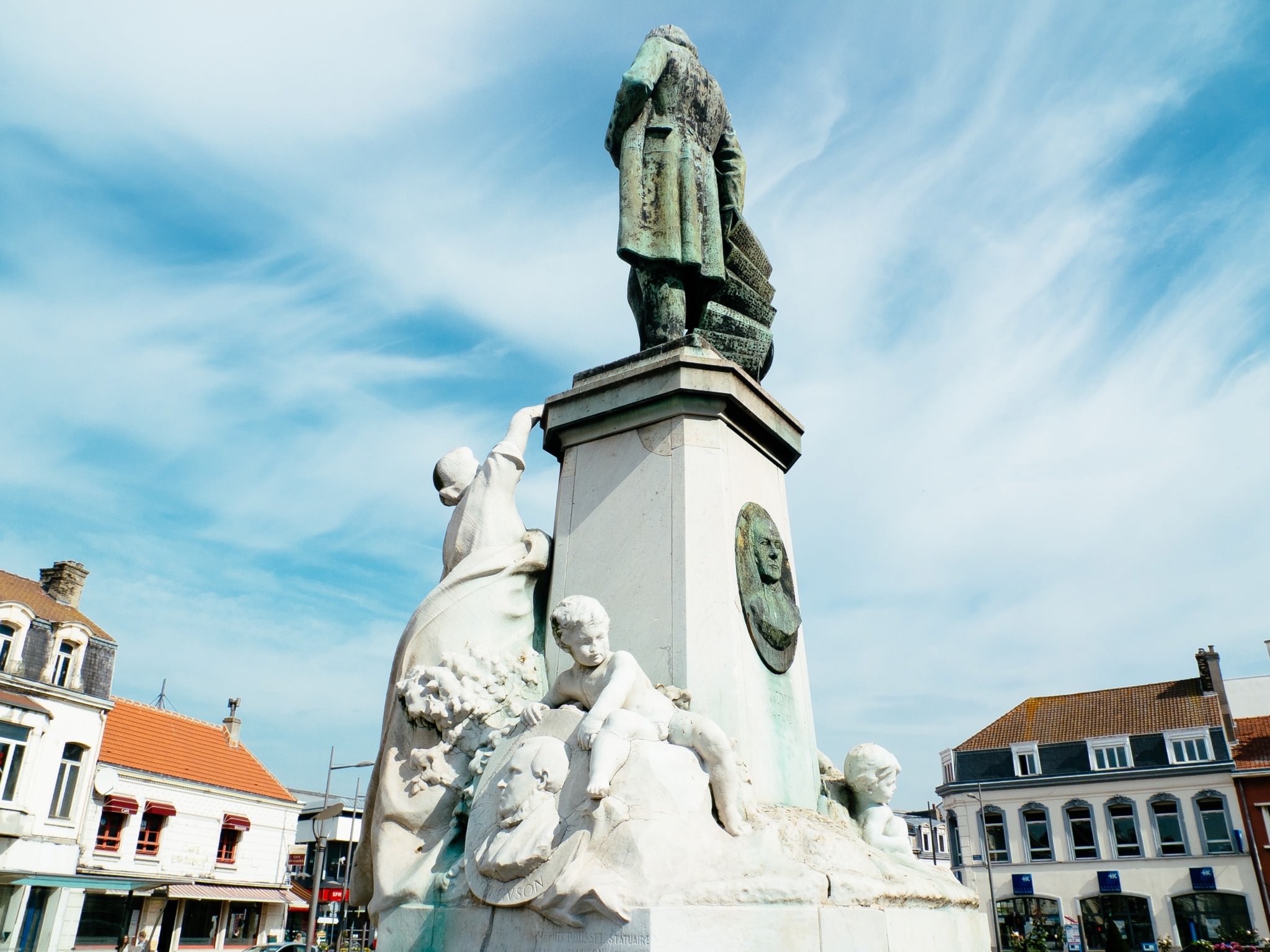 Monument to Eugène Sue in Calais, France.