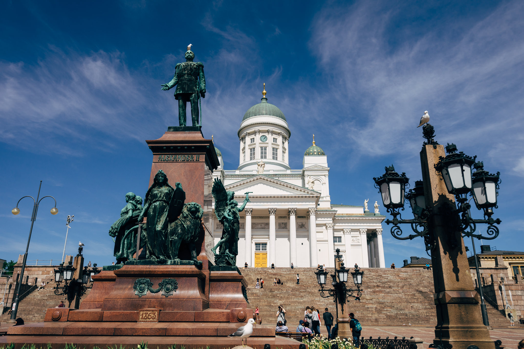 Helsinki Cathedral and Alexander II monument.