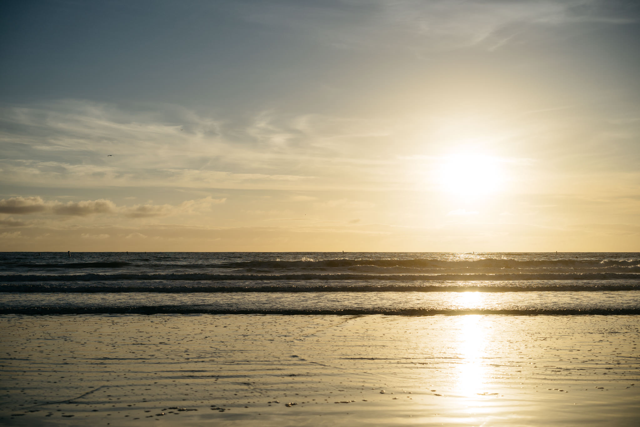 Sunset over the ocean in Santa Monica.