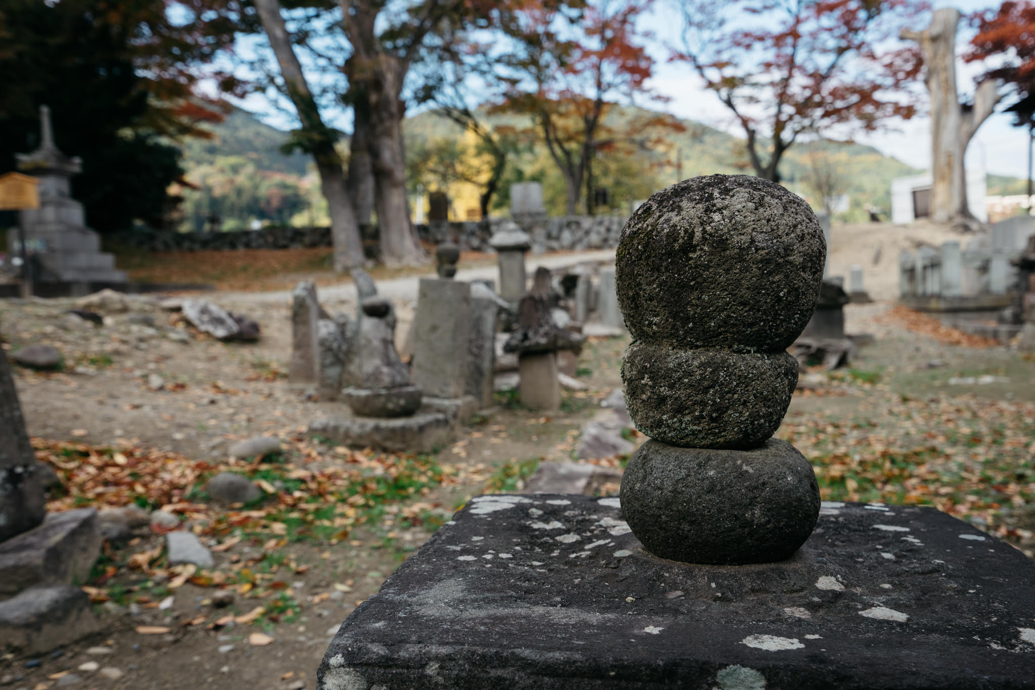Stone monument in Zenko-ji temple cemetery.