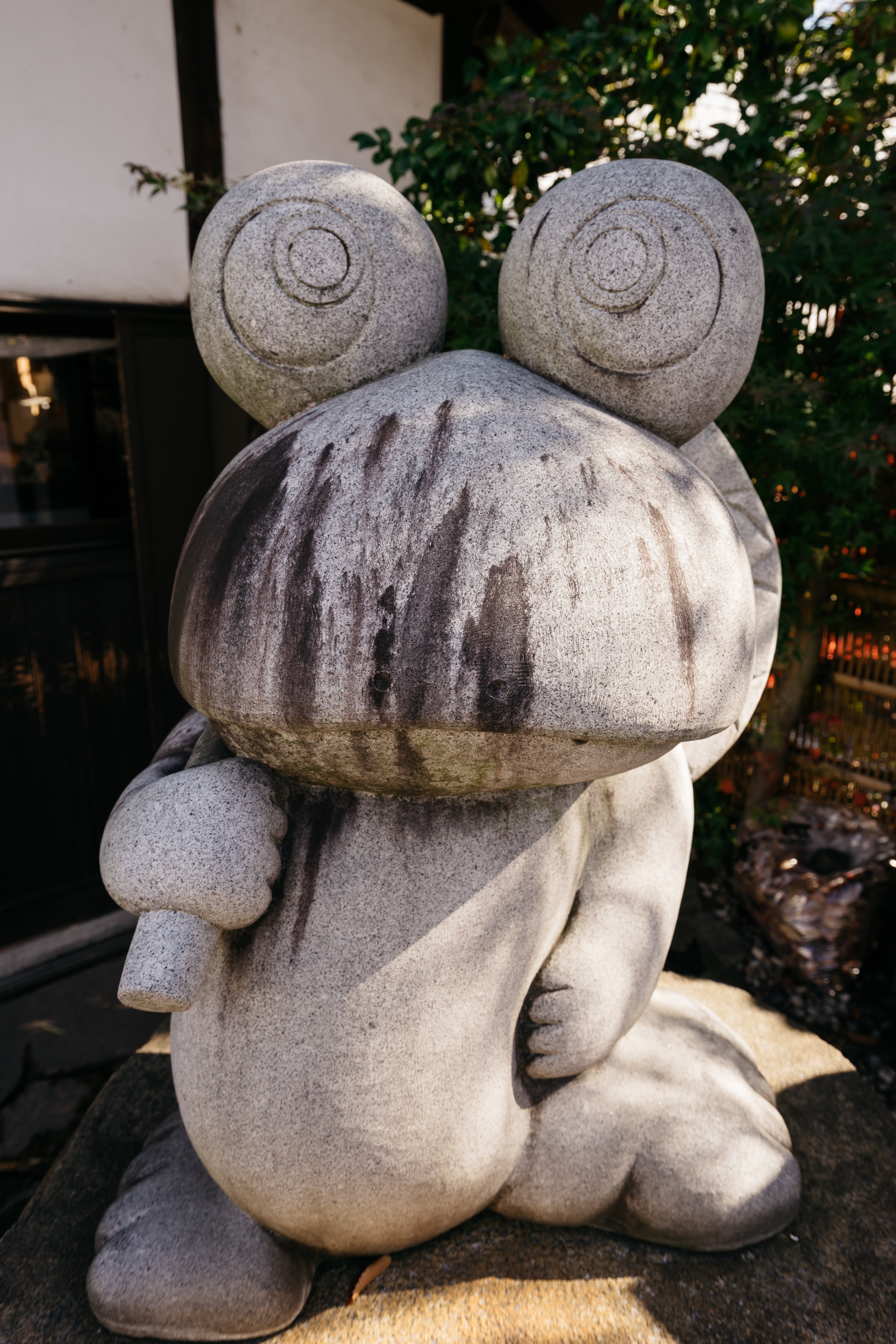Stone frog statue in Japan.