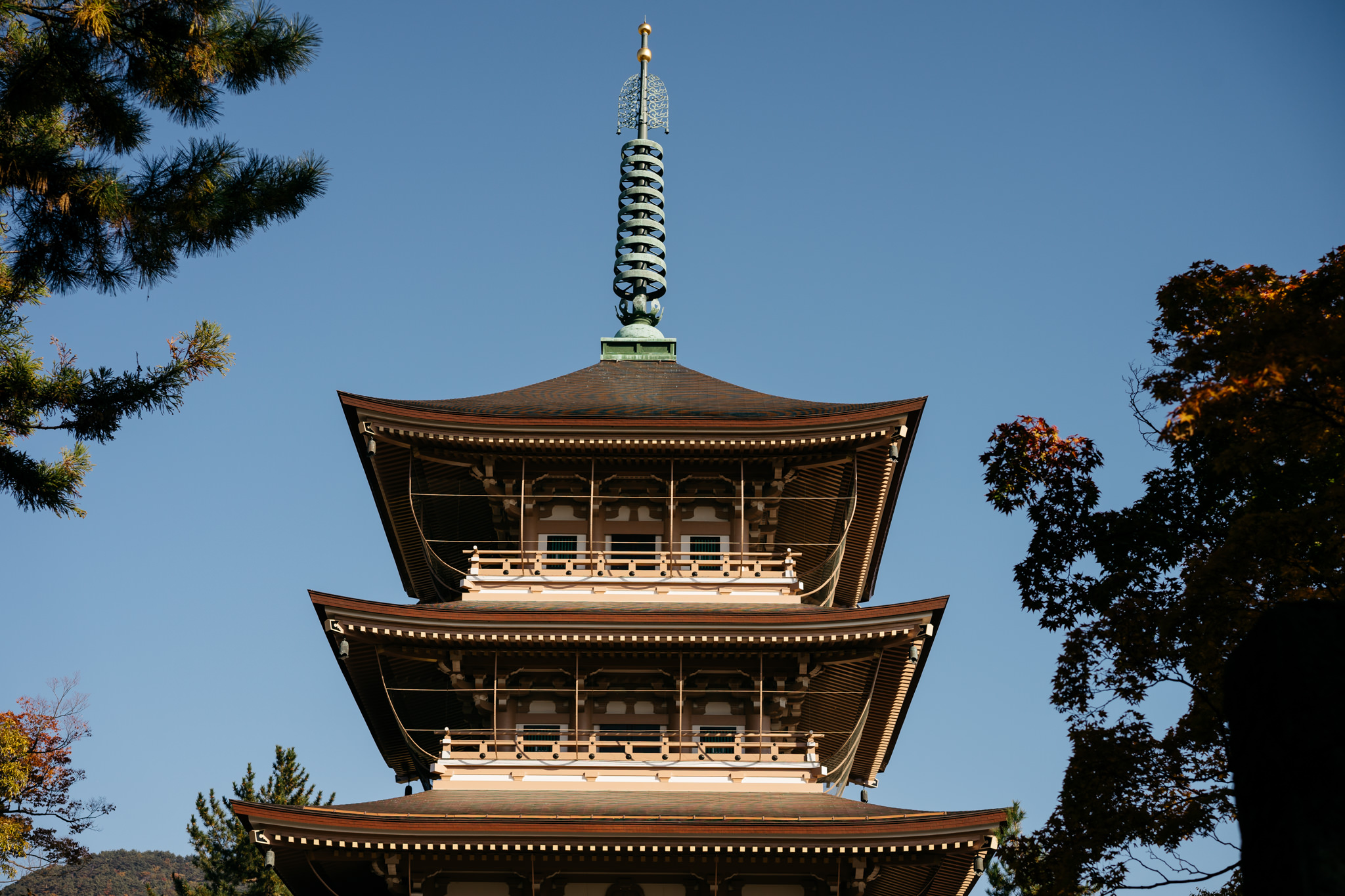 Three-story pagoda in Nagano, Japan.
