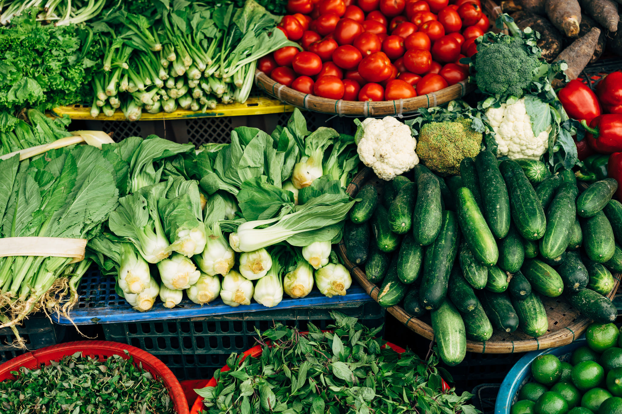 Fresh vegetables at a market in Hoi An, Vietnam.