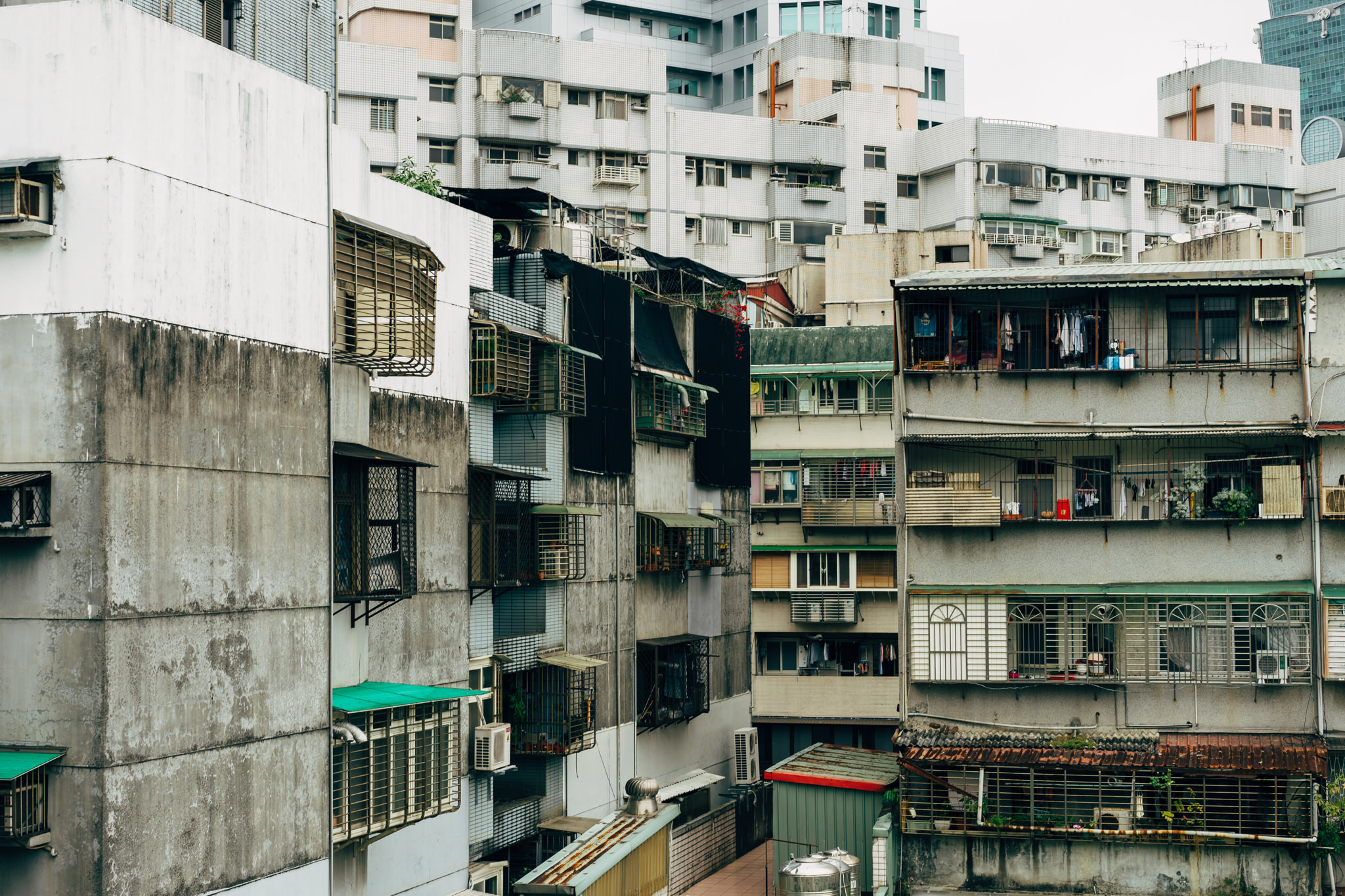 Densely packed residential buildings in Taipei, Taiwan.