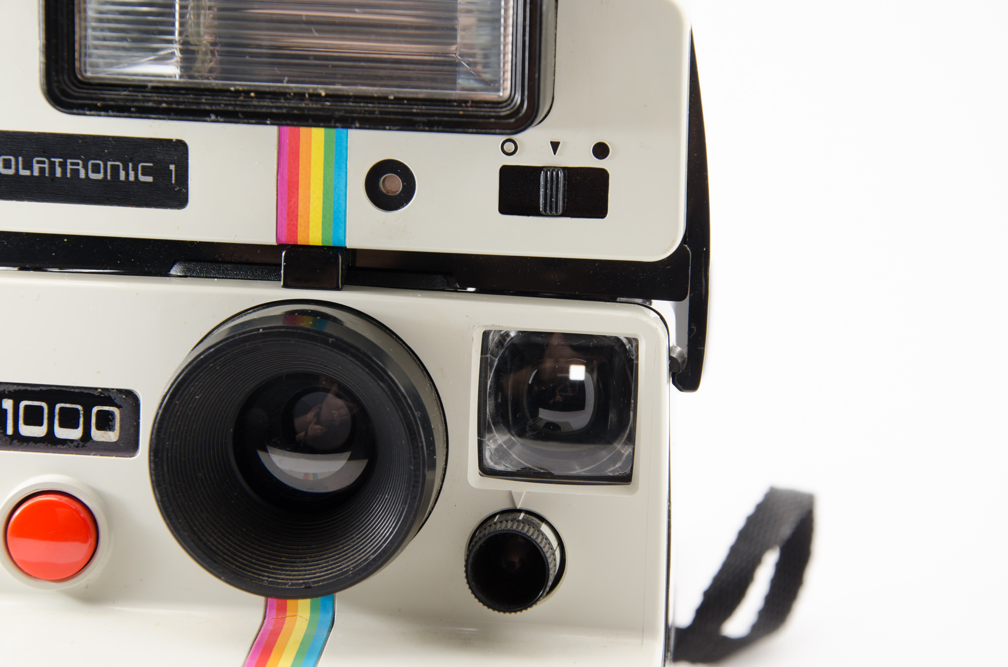 Close-up of a Polaroid 1000 instant camera.