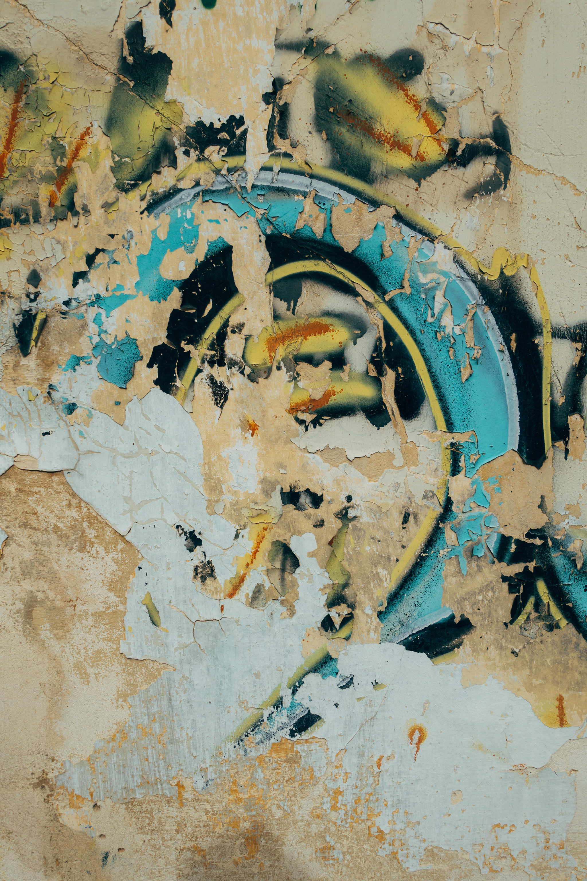 Graffiti on a weathered wall in Athens, Greece.