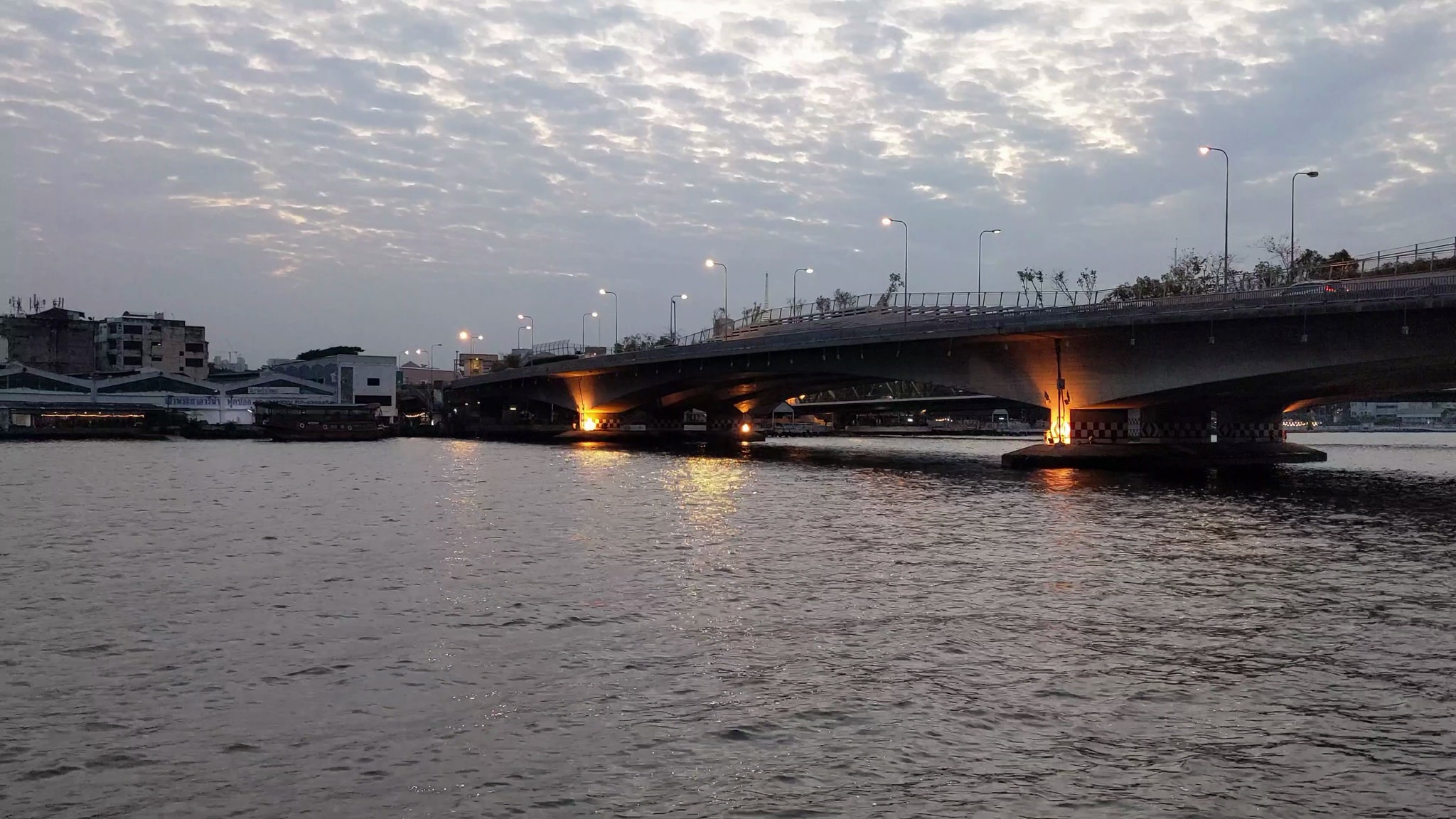 Bangkok bridge at twilight.