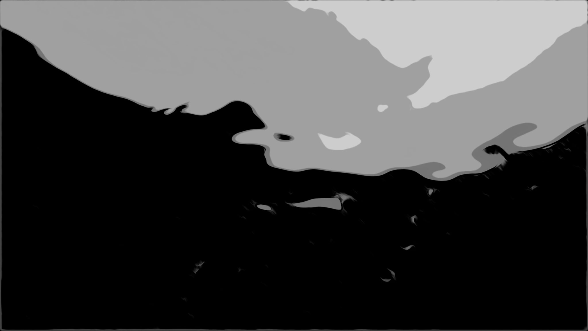 Black and white abstract image with grayscale shading and fluid shapes.