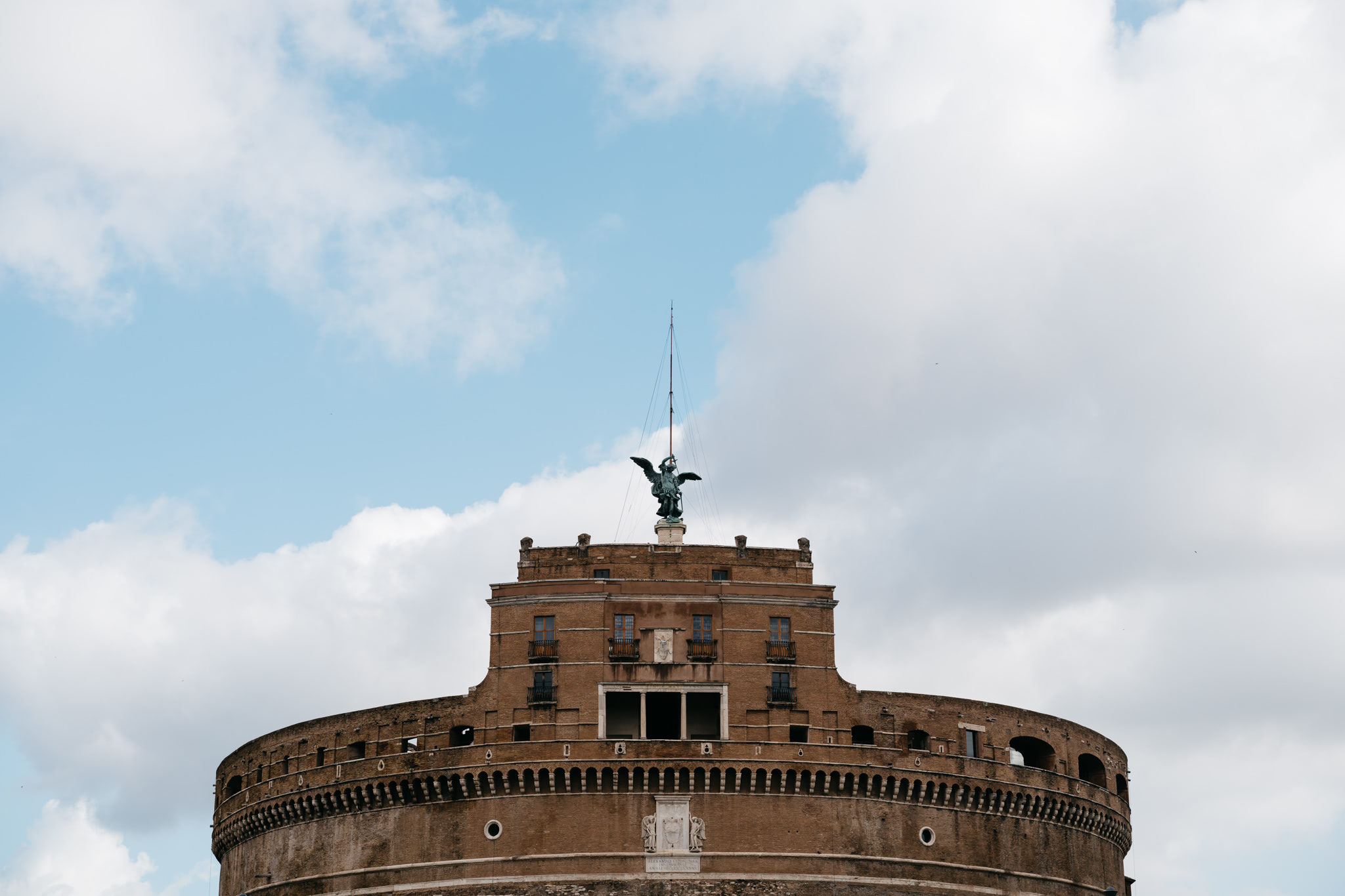 Castel Sant'Angelo, Rome, with angel statue atop.