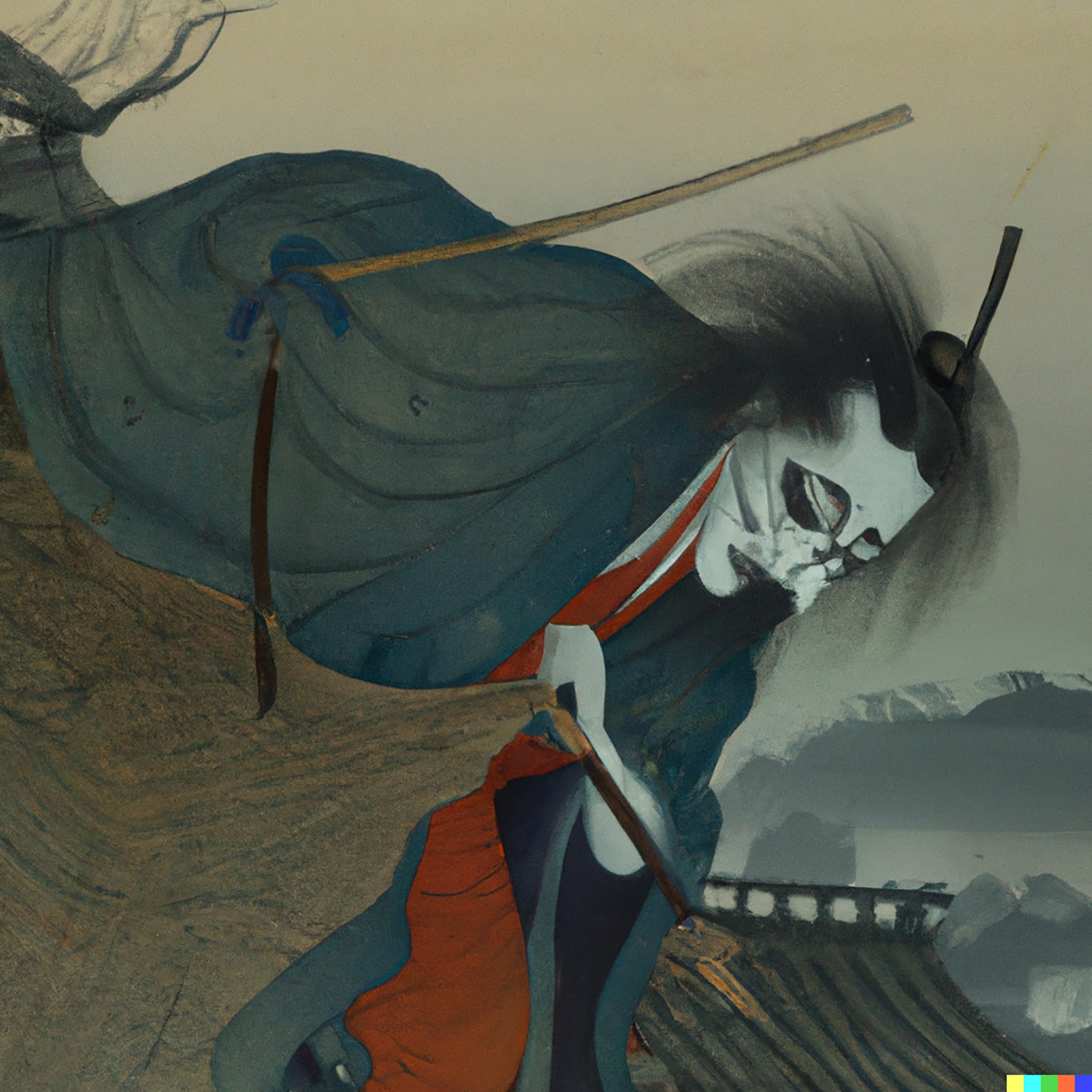 Hiroshige's Chinese-inspired Nosferatu-like figure in flowing robes.