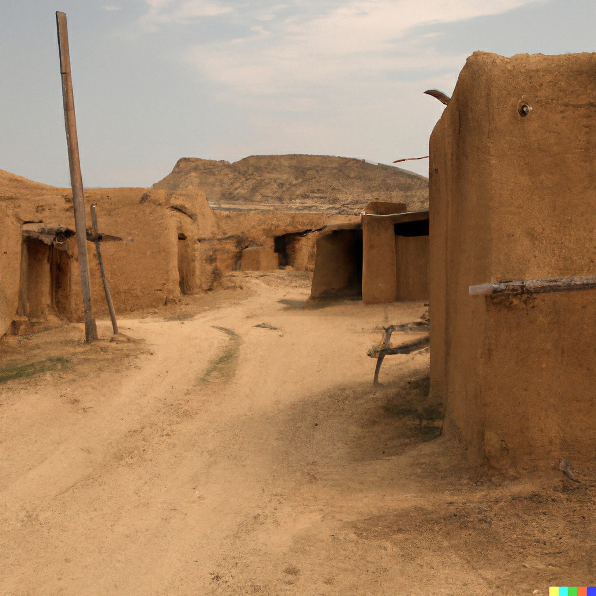 Mud-brick village in Kazakhstan.