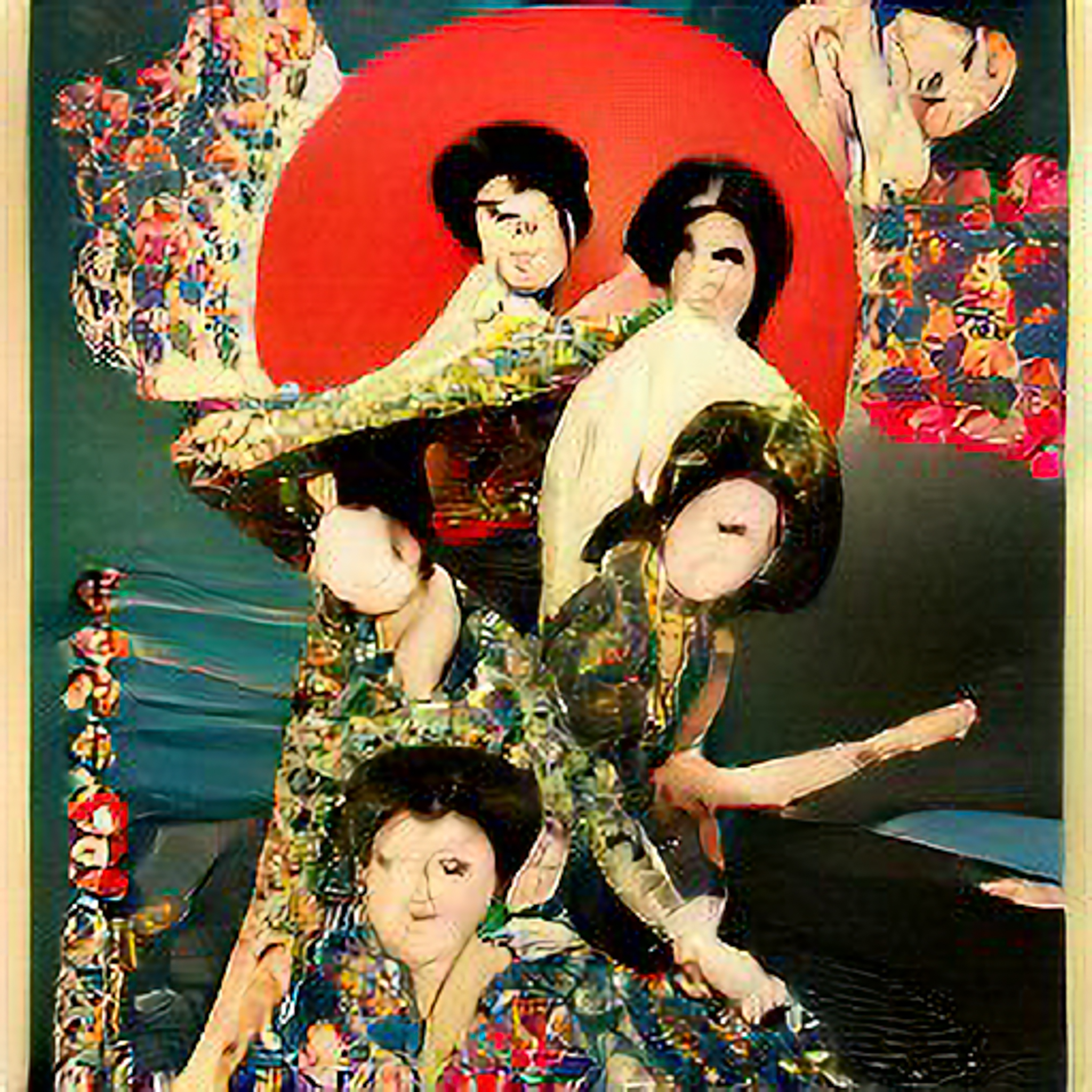 Vintage movie poster featuring a stylized image of multiple Japanese women.
