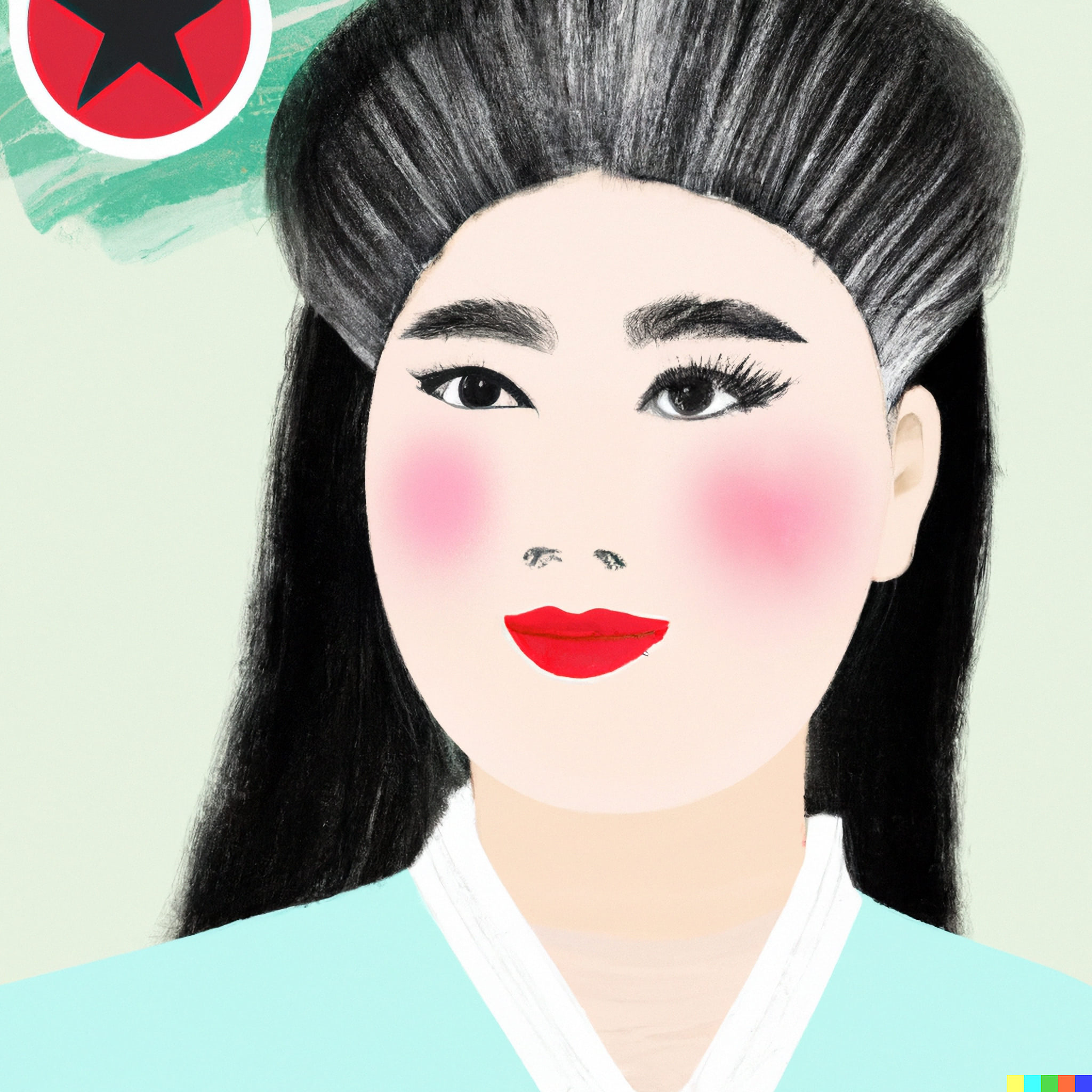 Portrait painting of a North Korean woman.