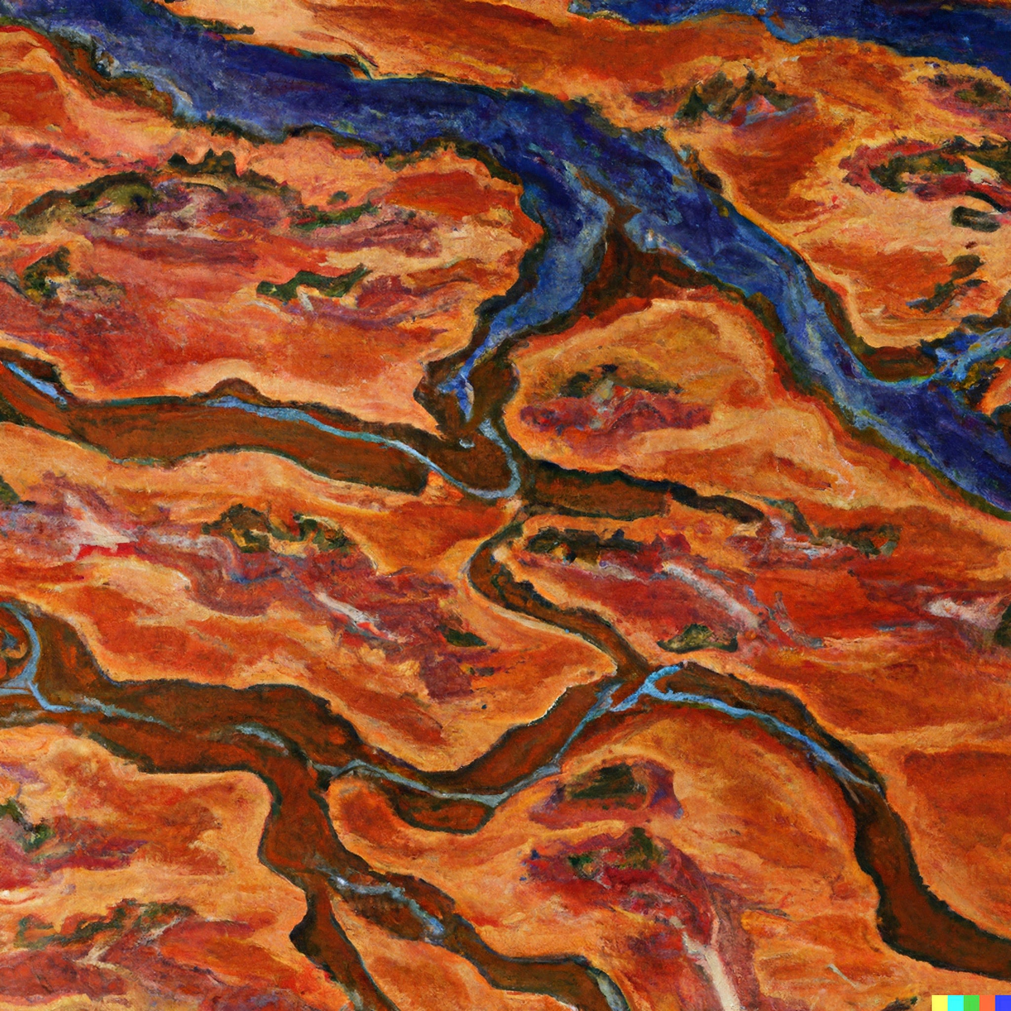 Sin Yun-bok's painting of a red river.