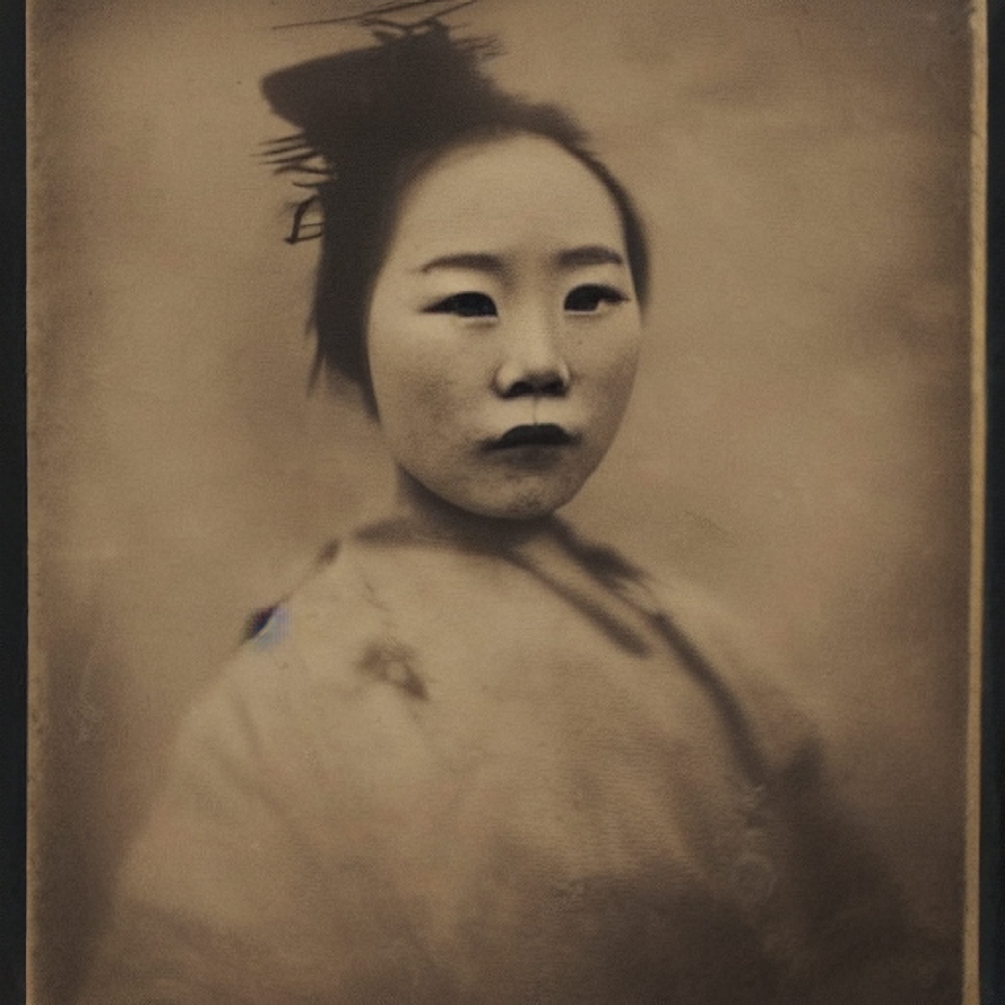 Wet plate photograph of a young Chinese woman.