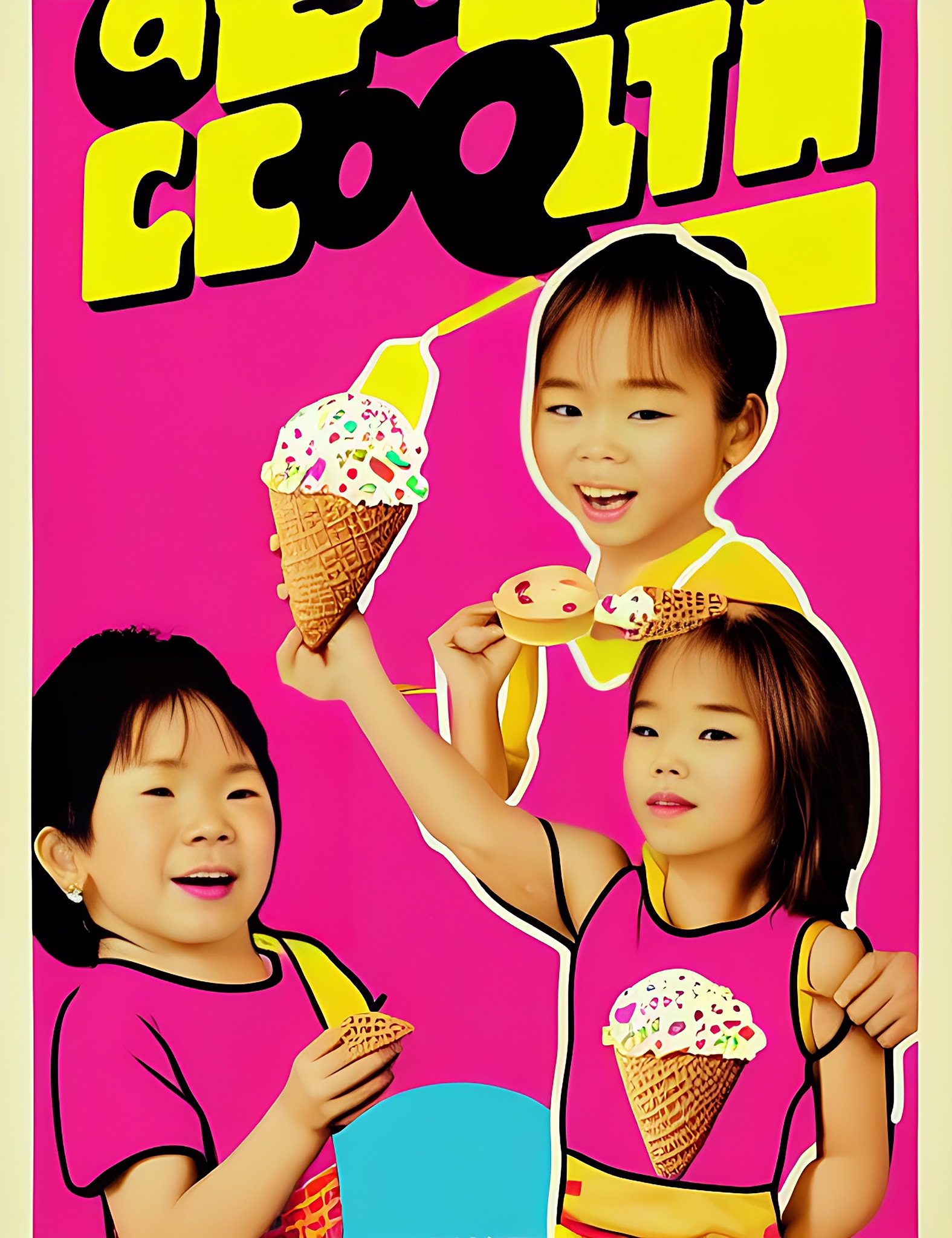 1980s Thai ice cream poster featuring three young girls.