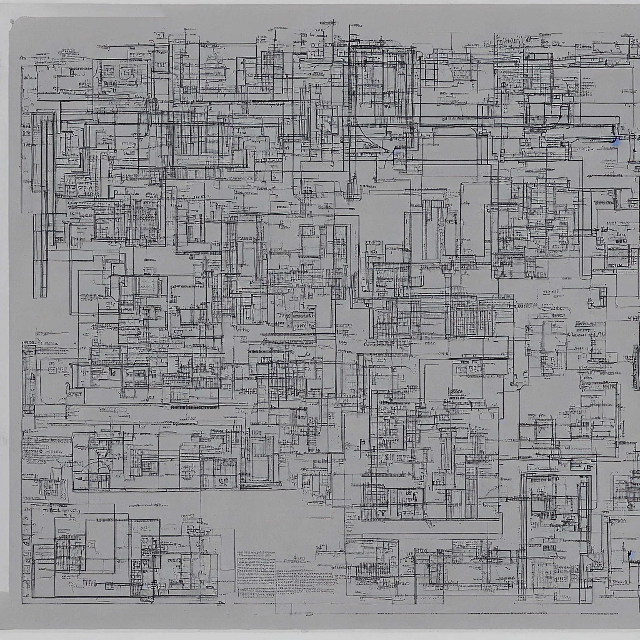 Technical plan of an 1890s data center with servers.