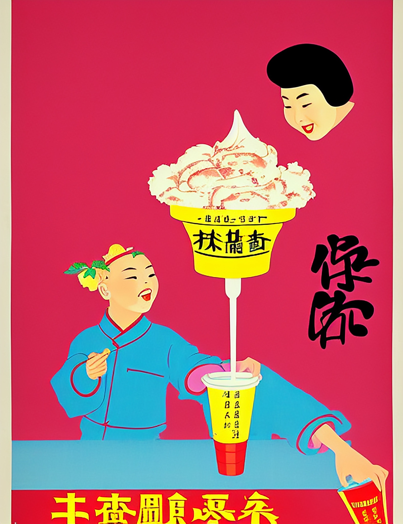1980s-style Chinese poster advertising ice cream.