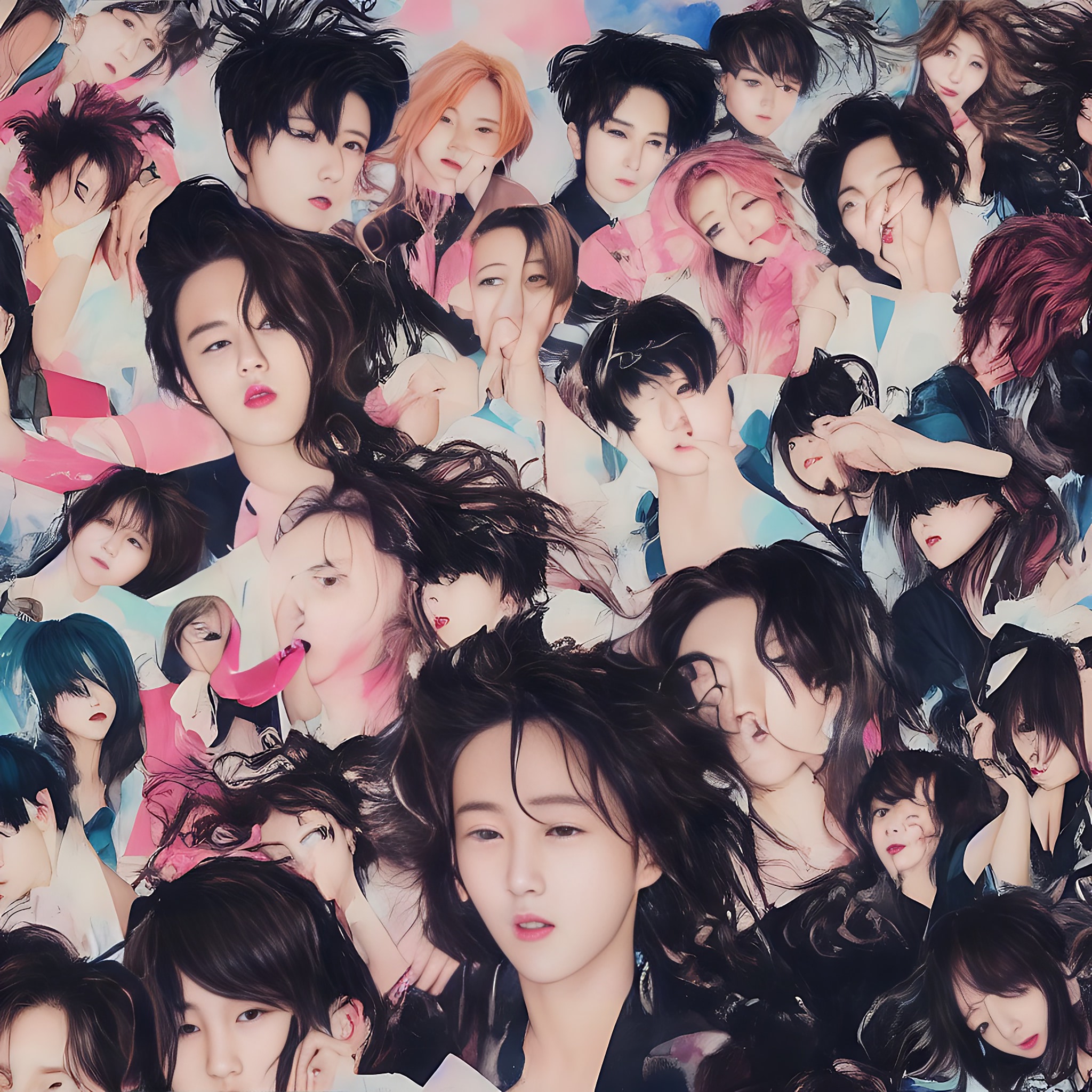 Collage of numerous K-pop stars.