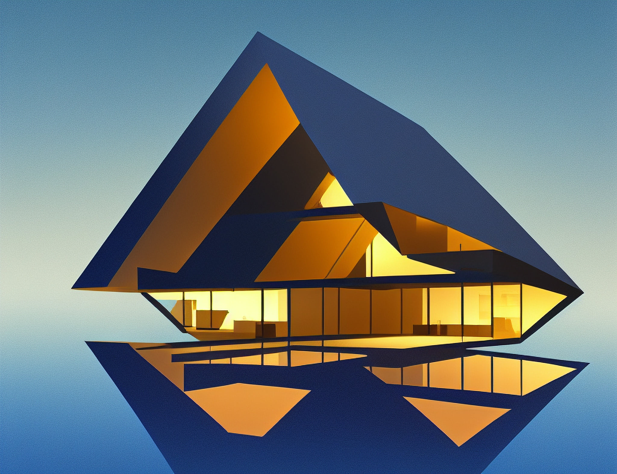 Modern, illuminated luxury villa in New Zealand.