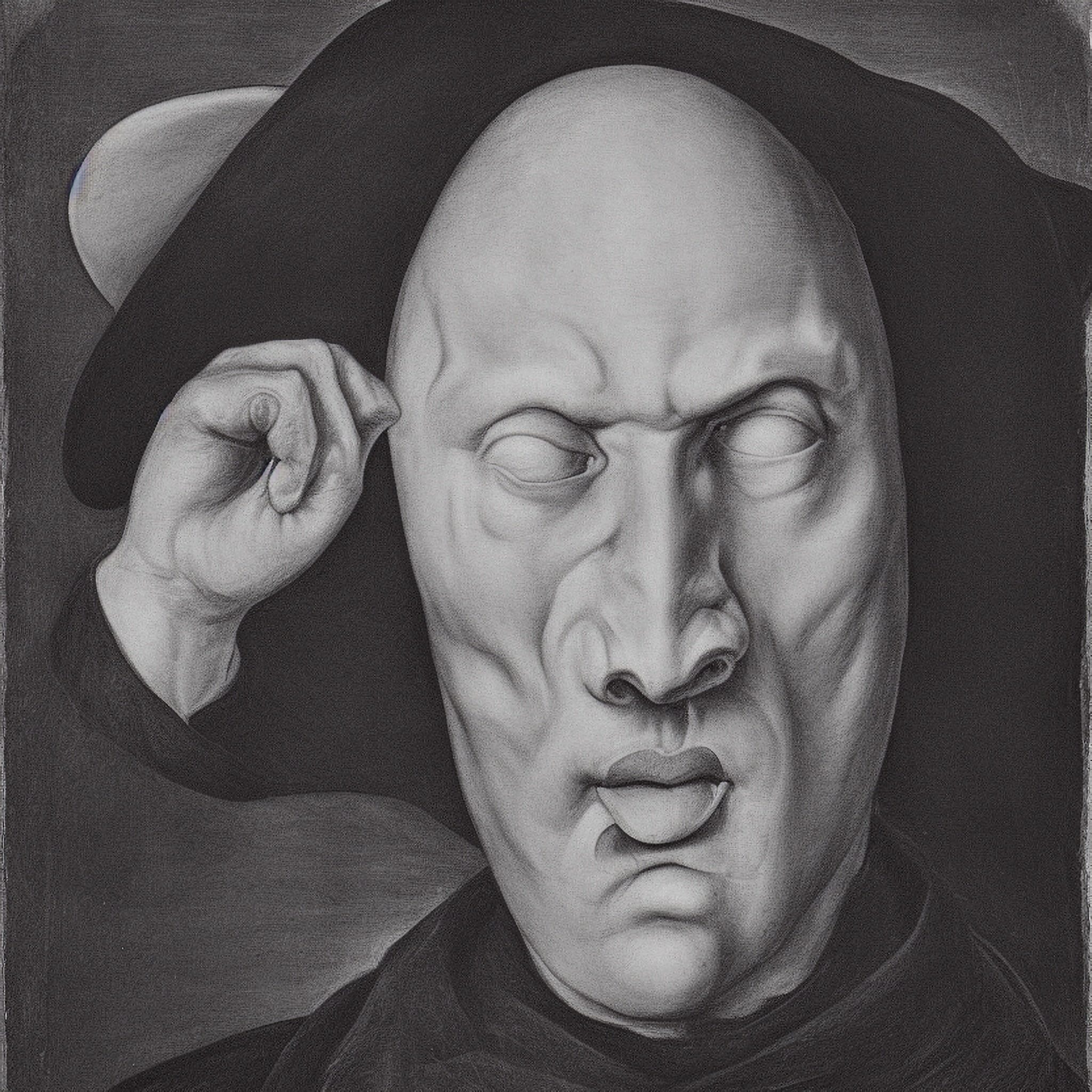 Recognizable Renaissance painting of a scary man with no recognizable face - 1 • VIARAMI