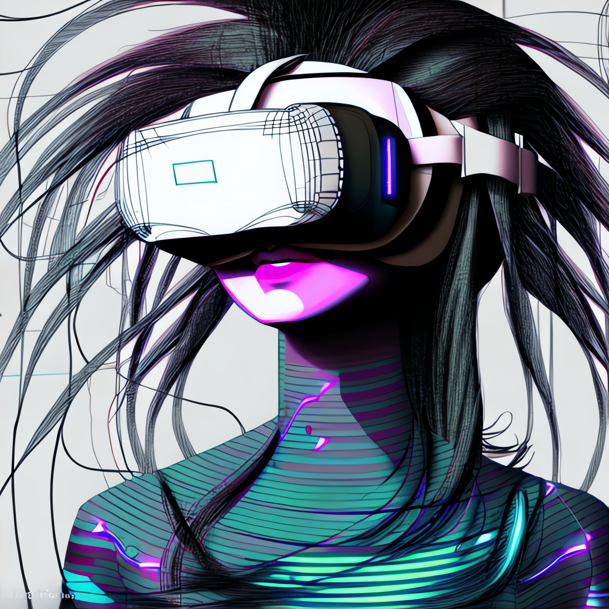 Stylized illustration of a girl wearing a VR headset.