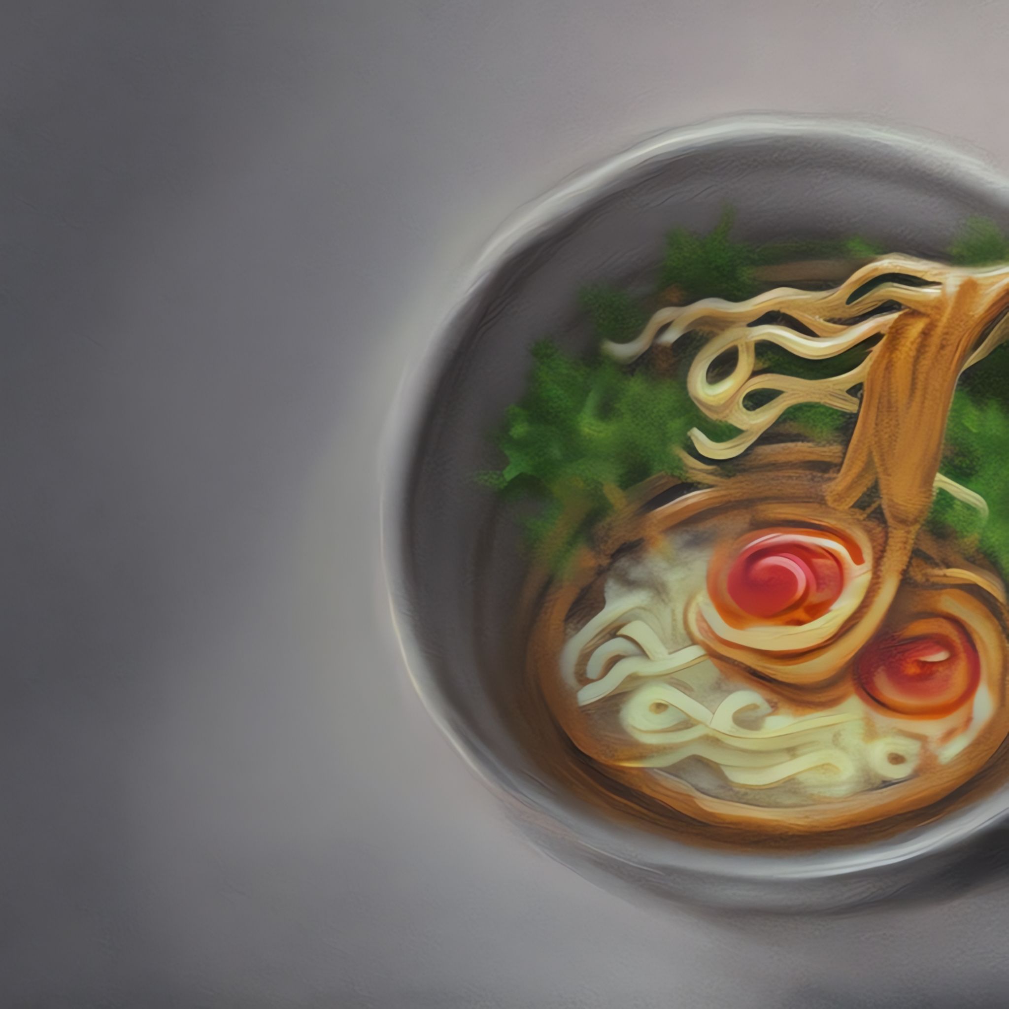 Painting of a bowl of ramen.