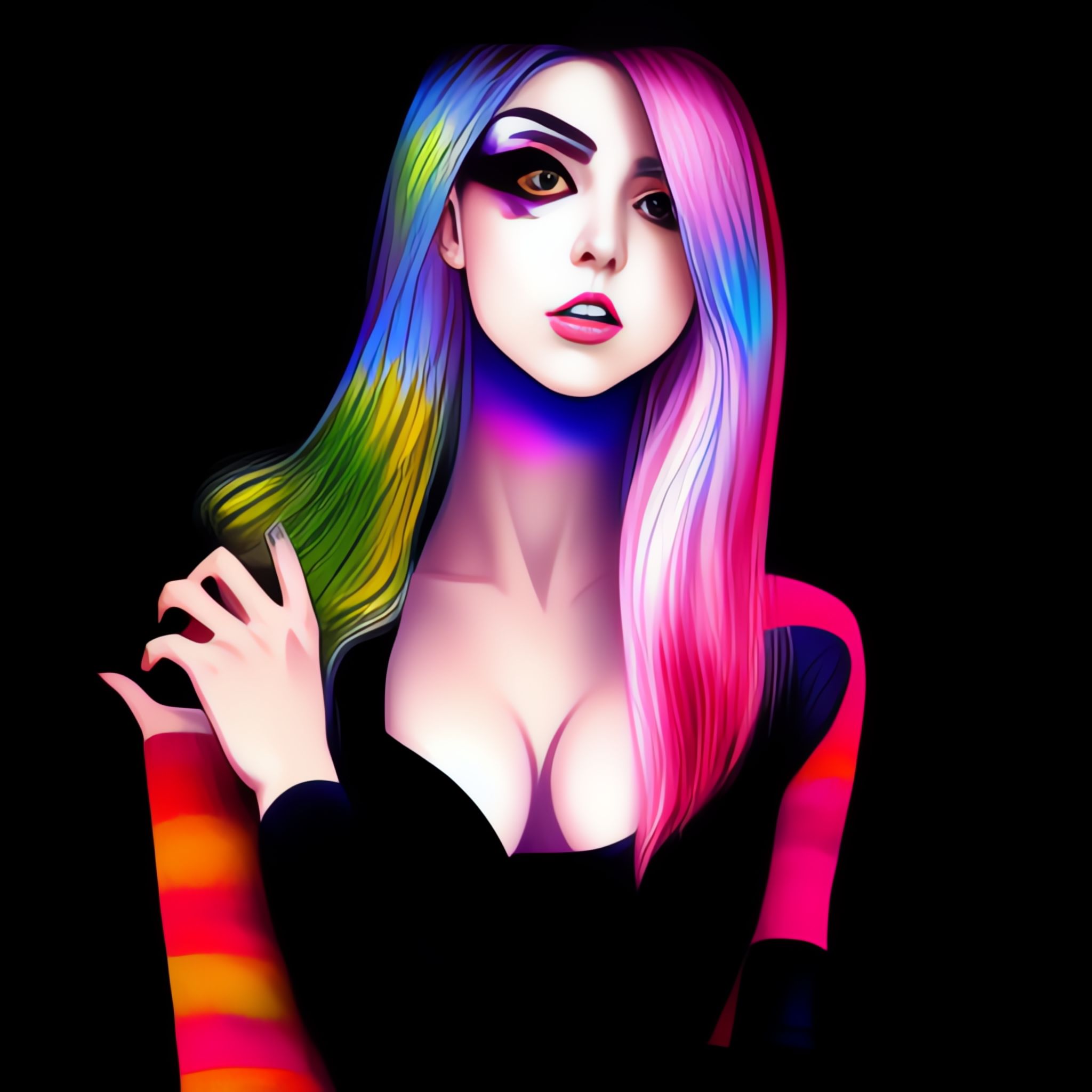 Portrait of a girl with colorful hair.