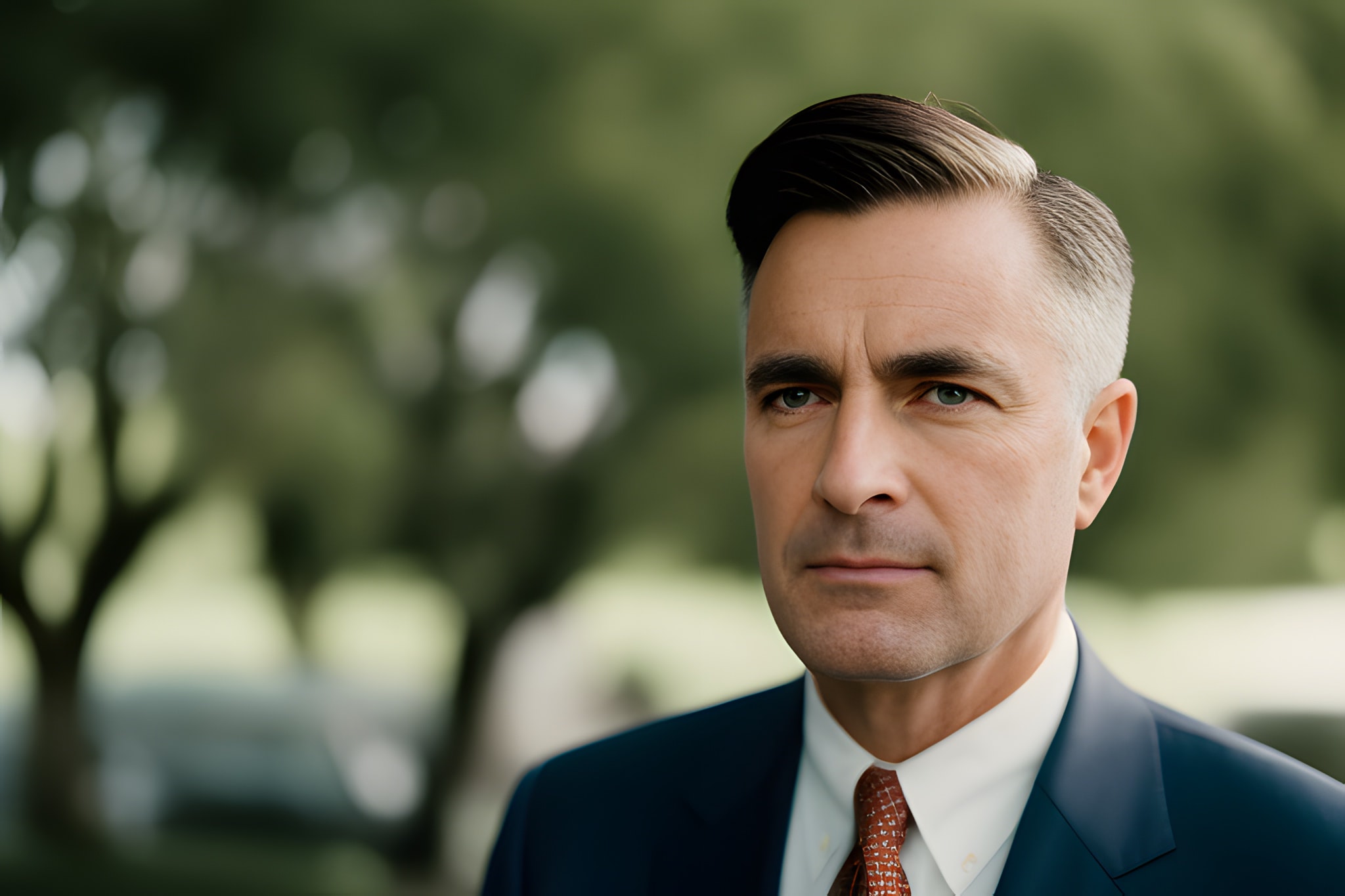 Close-up portrait of a man in a suit.