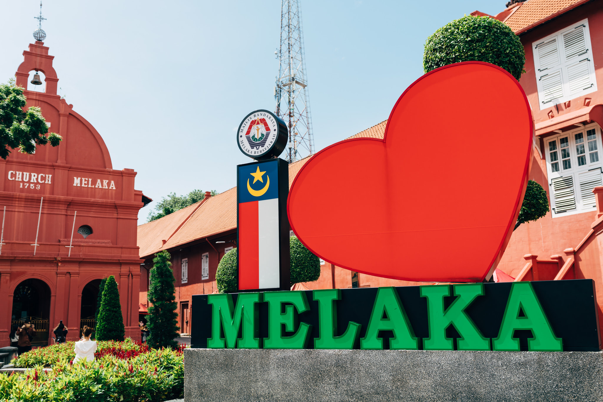 I ♥ Melaka sign in front of Christ Church, Melaka.