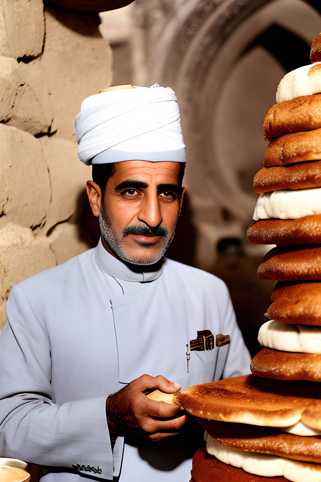 Portrait of a Arabic baker in the year 1950 • VIARAMI