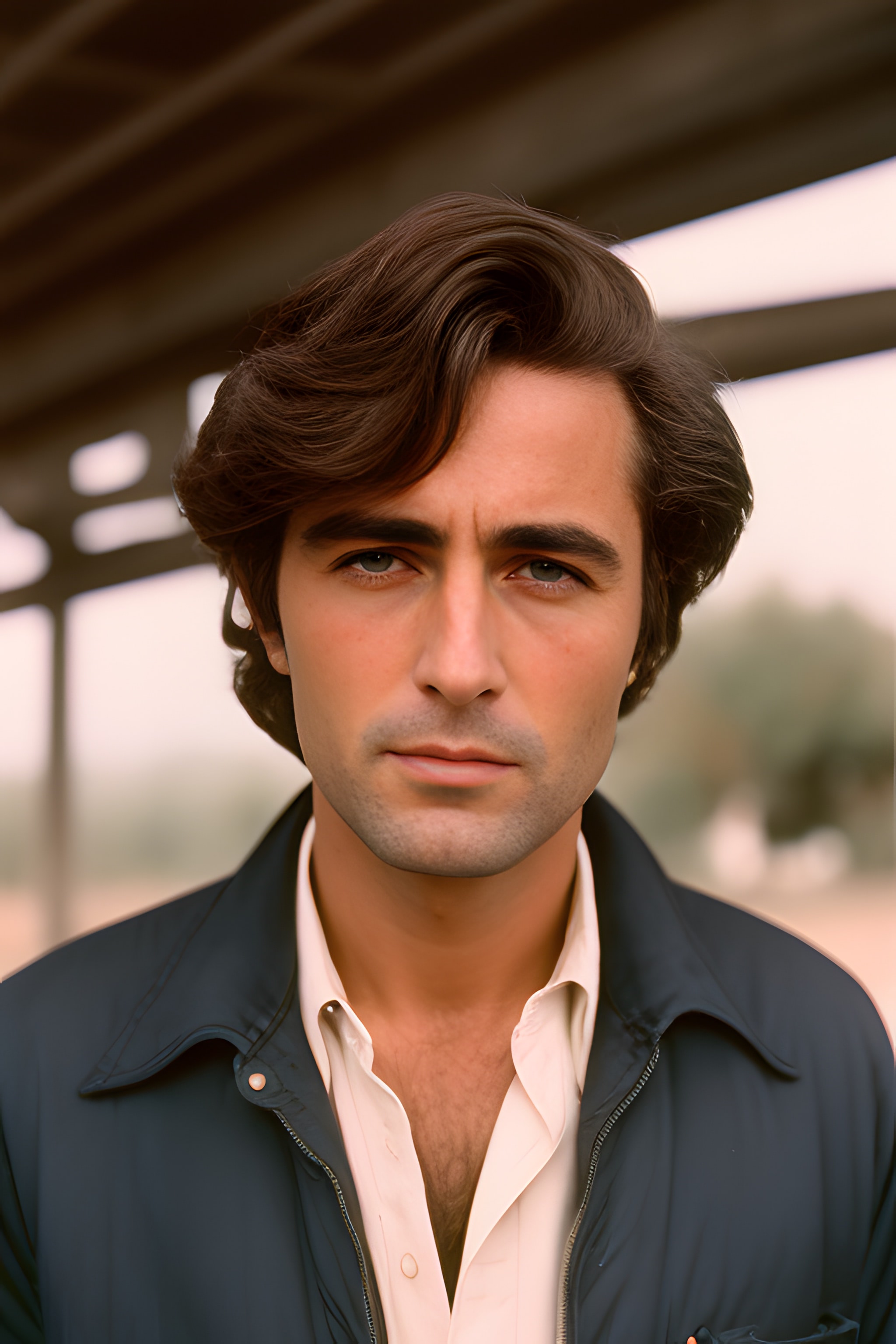 Close-up portrait of a man with brown hair wearing a dark jacket over a light collared shirt.