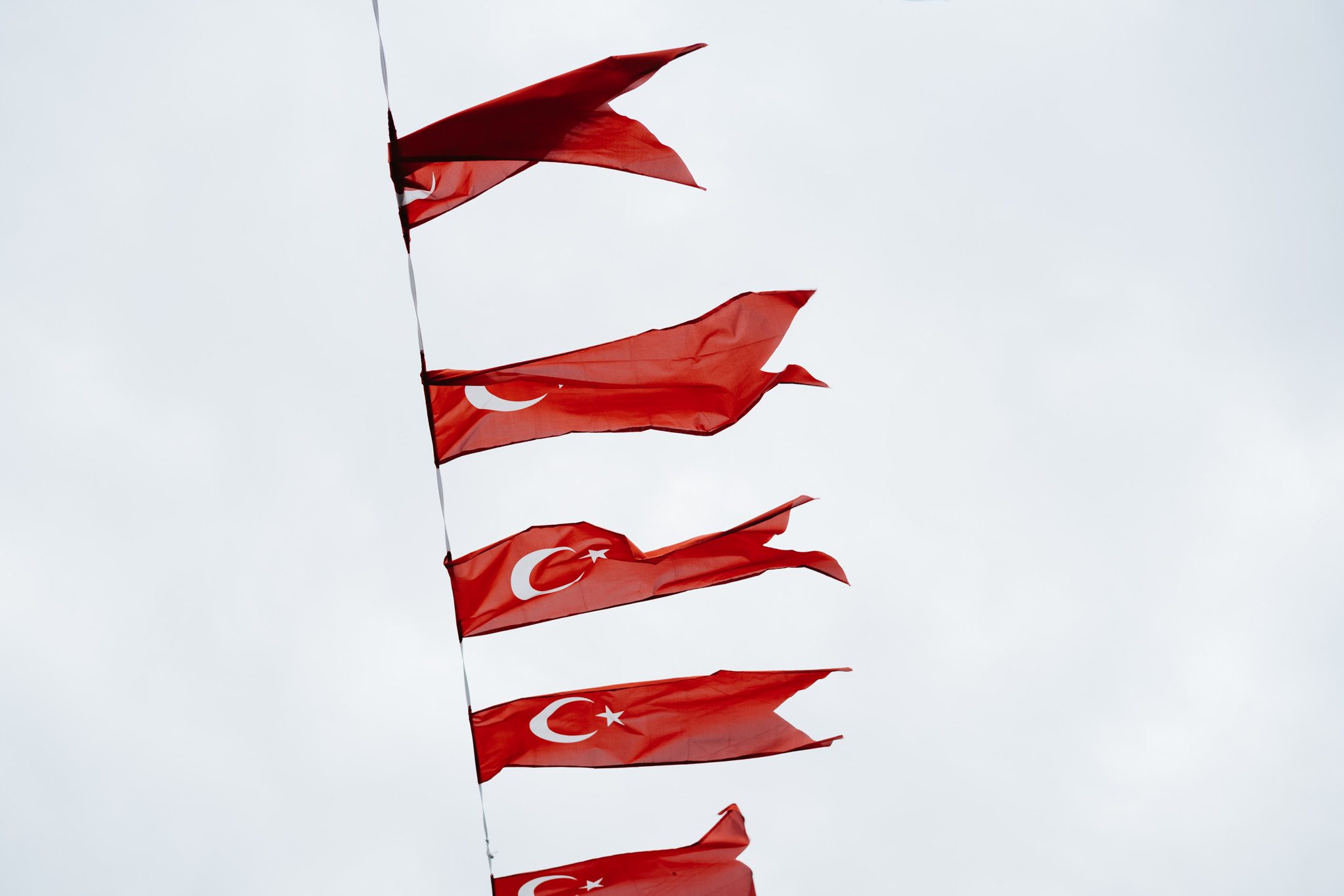 Turkish flags blowing in the wind.