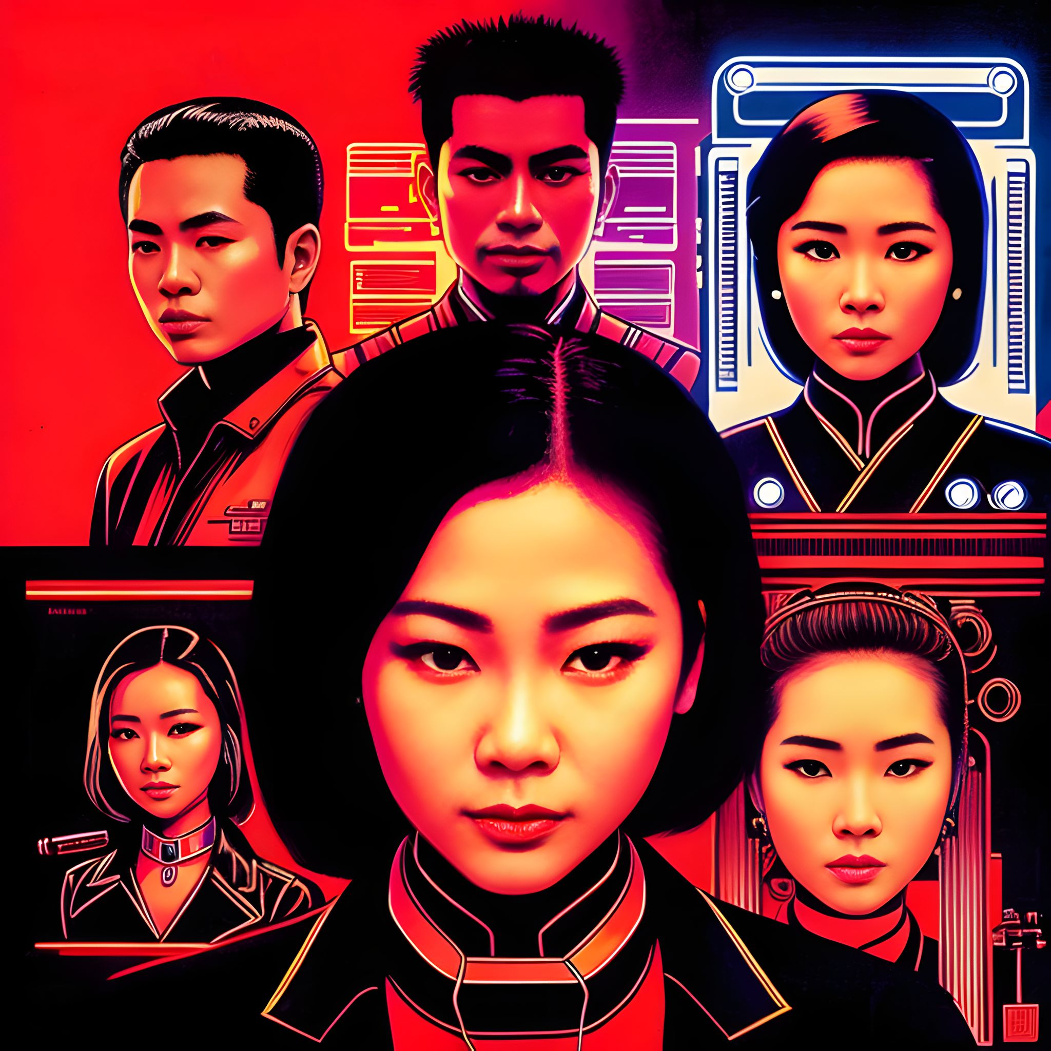 Album cover featuring stylized portraits of five young Vietnamese people against a red and purple background.