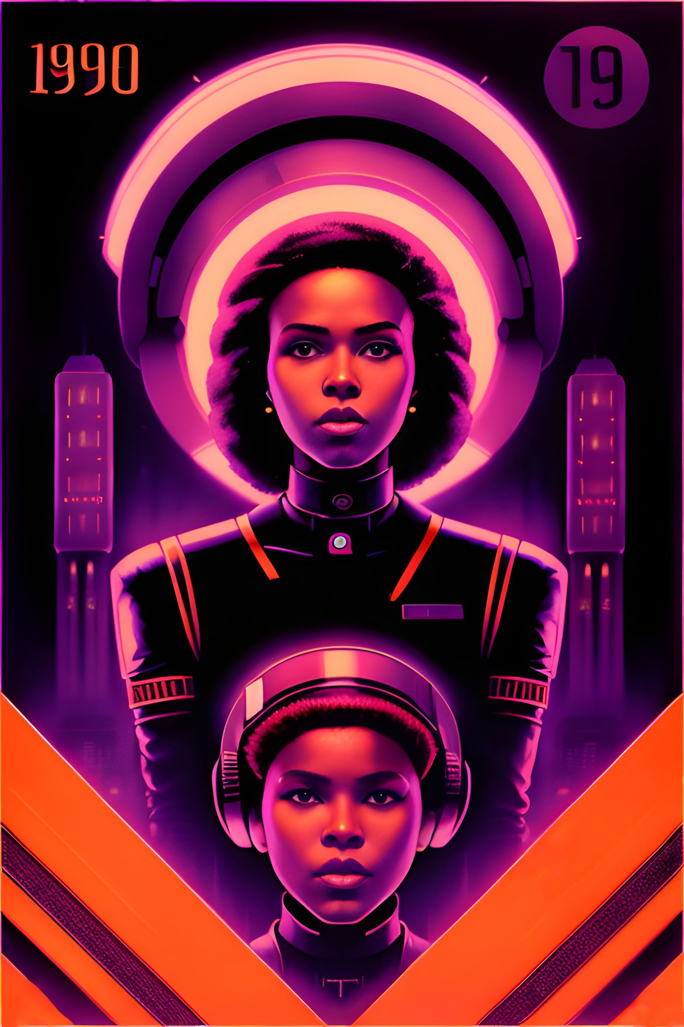 1990 album cover featuring portraits of two Black women in futuristic attire.