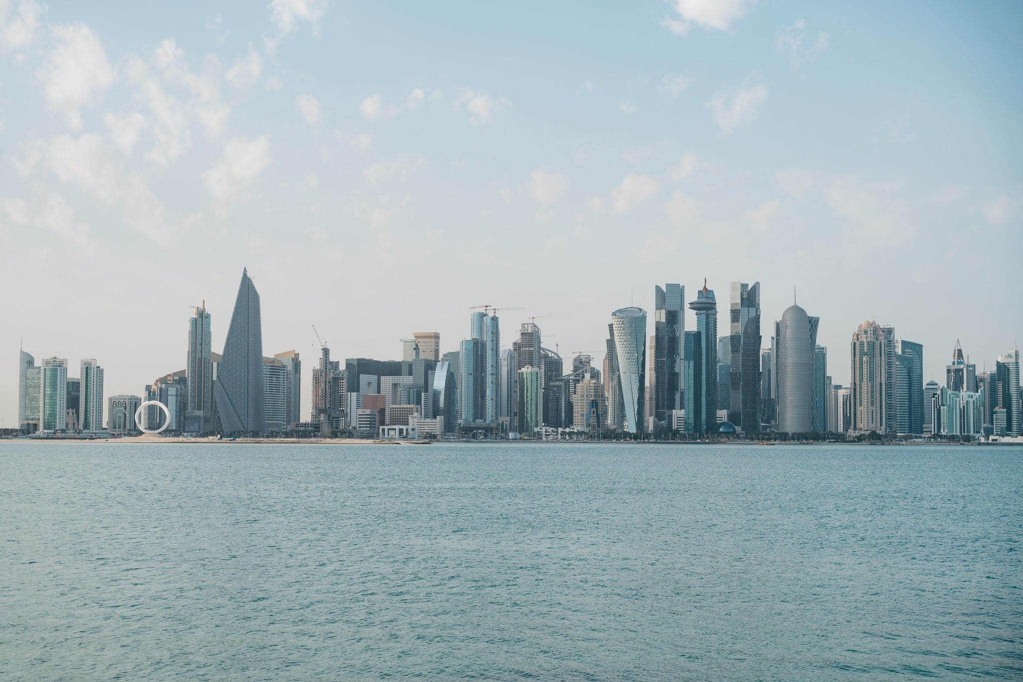 Doha skyline viewed from across the water.