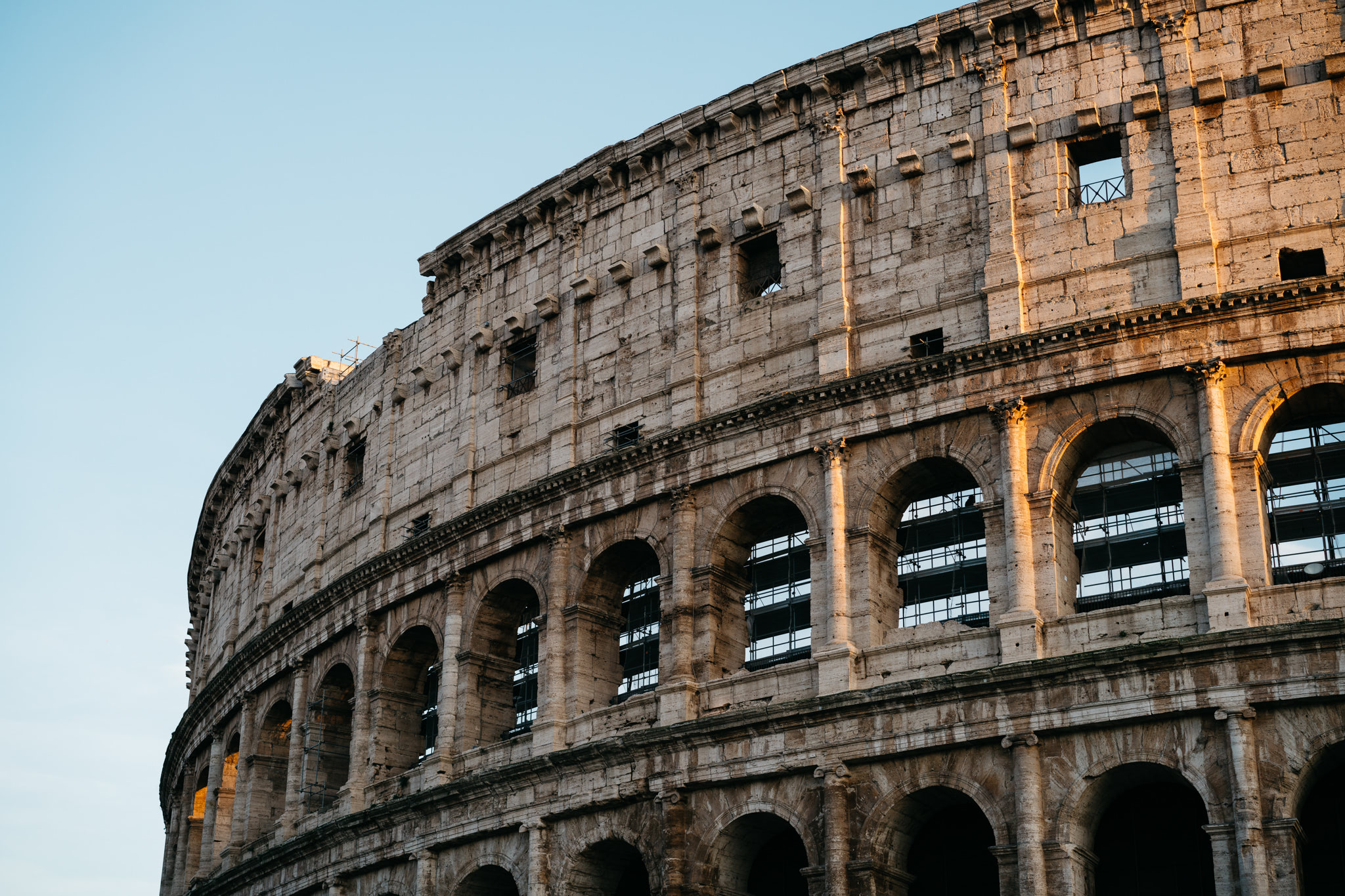 The Colosseum in Rome during golden hour.