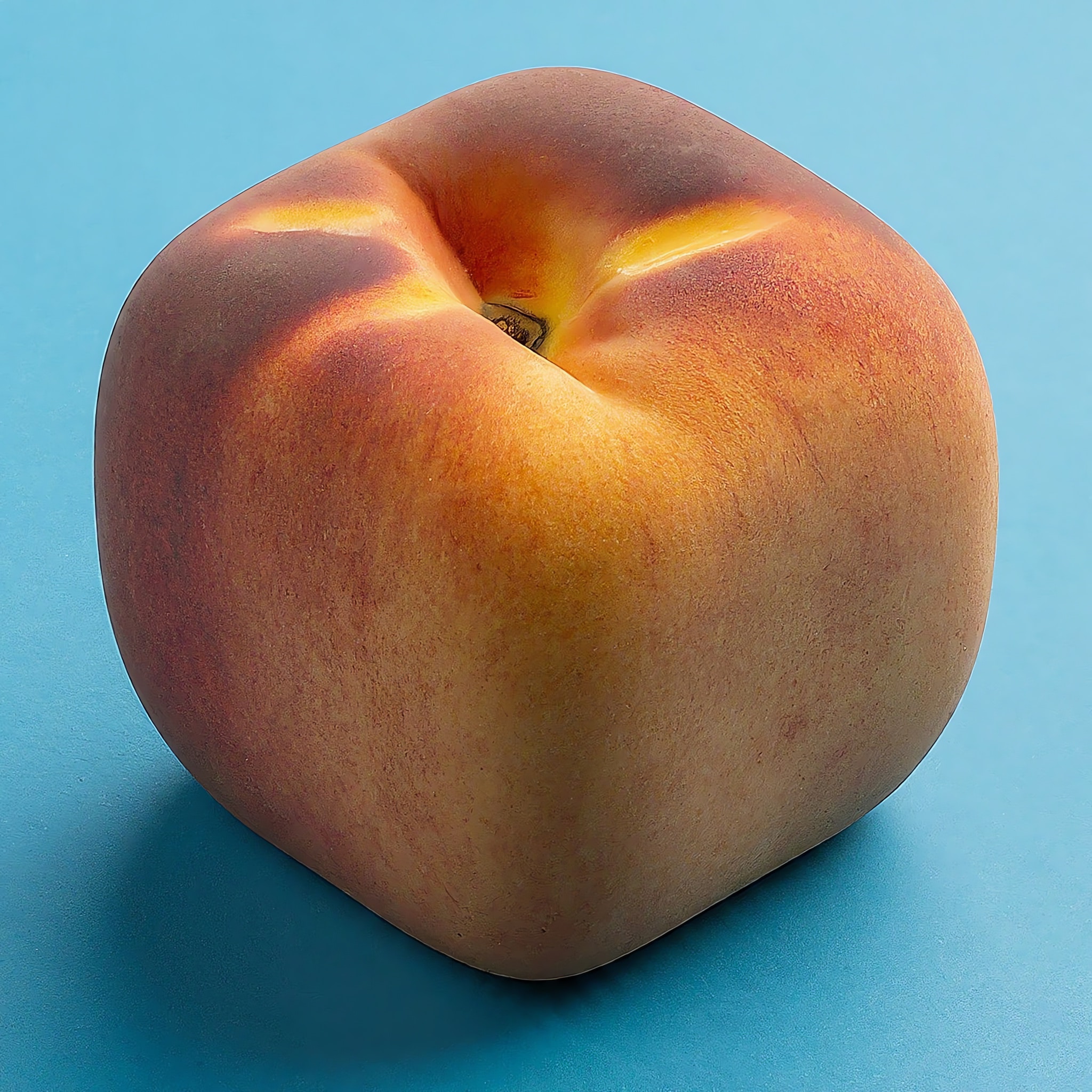 Square peach on blue background.