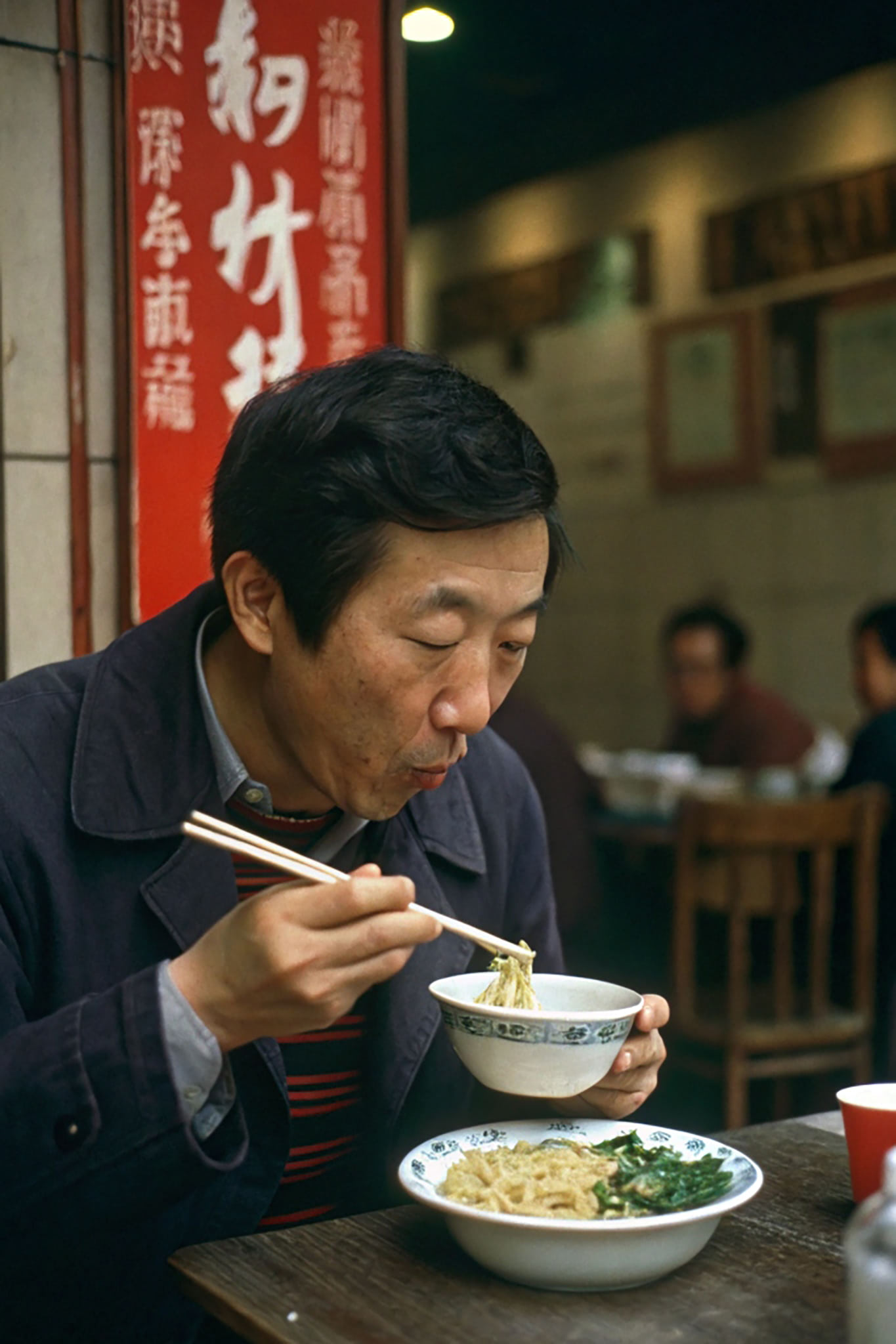 Man eating ramen in Chengdu, China.