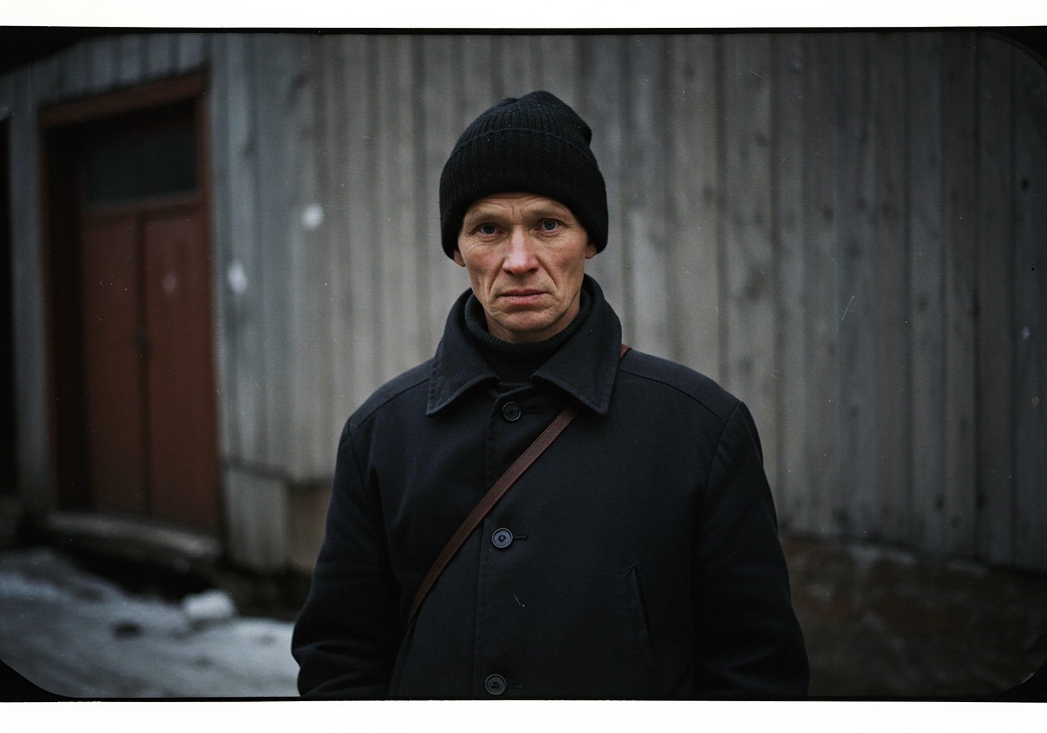 Portrait of a man in a knit hat and dark coat.