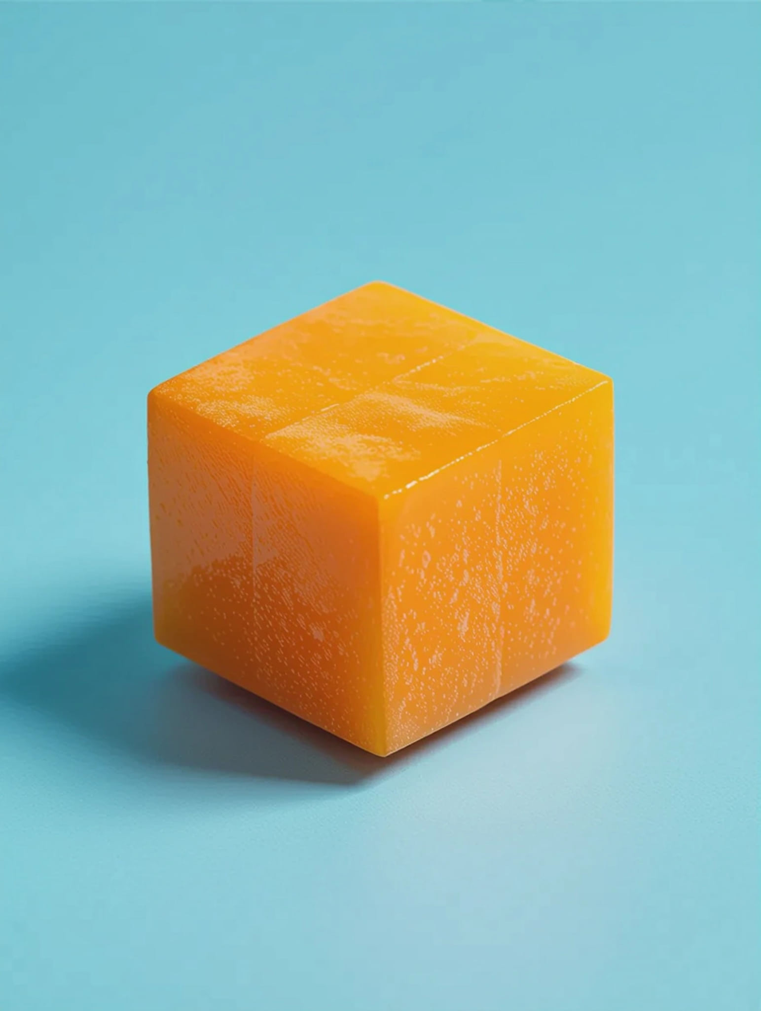Orange cube on a blue background.