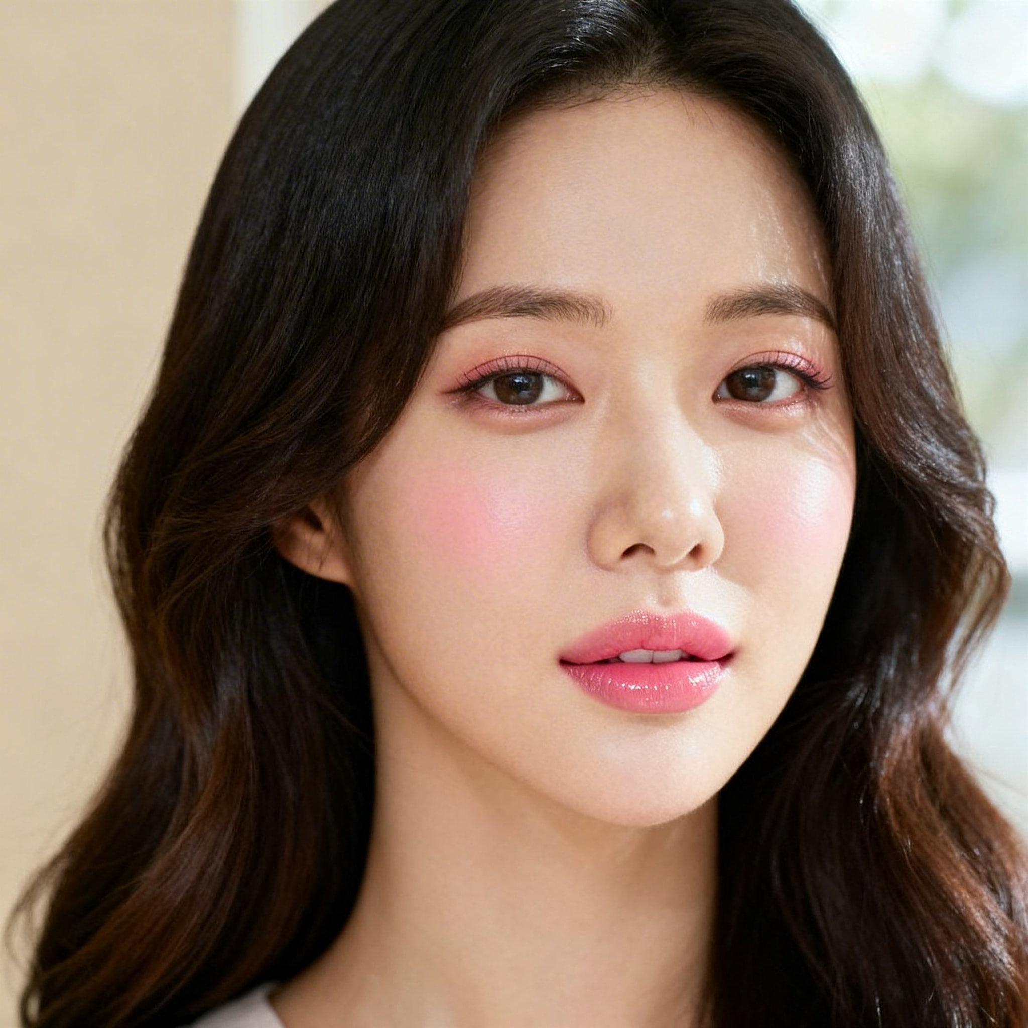 Photo-realistic portrait of a young Korean female influencer