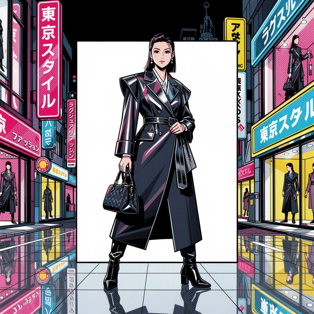 Colorful pop art advertisement for luxury Japanese fashion brand