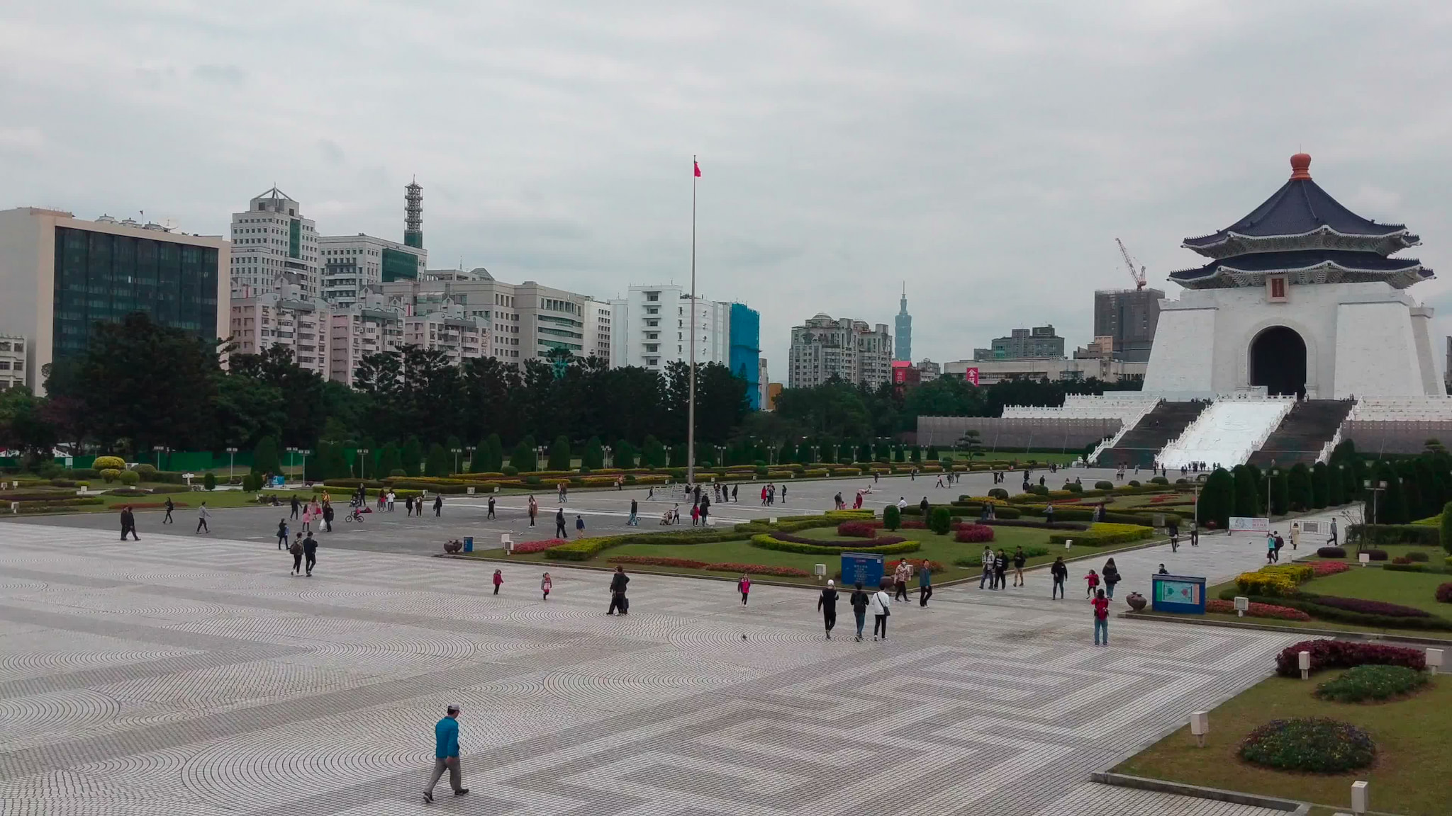 Liberty Square and Chiang Kai-shek Memorial Hall in Taipei cityscape
